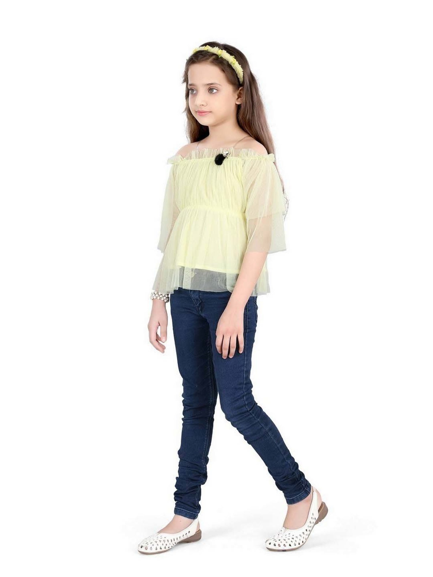 poplins Kids Yellow Cotton Regular Fit Top