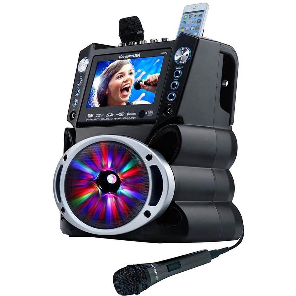 KARAOKE USA GF842 DVD/CD+G/MP3+G Bluetooth(R) Karaoke System with 7" TFT Color Screen & LED Sync Lights