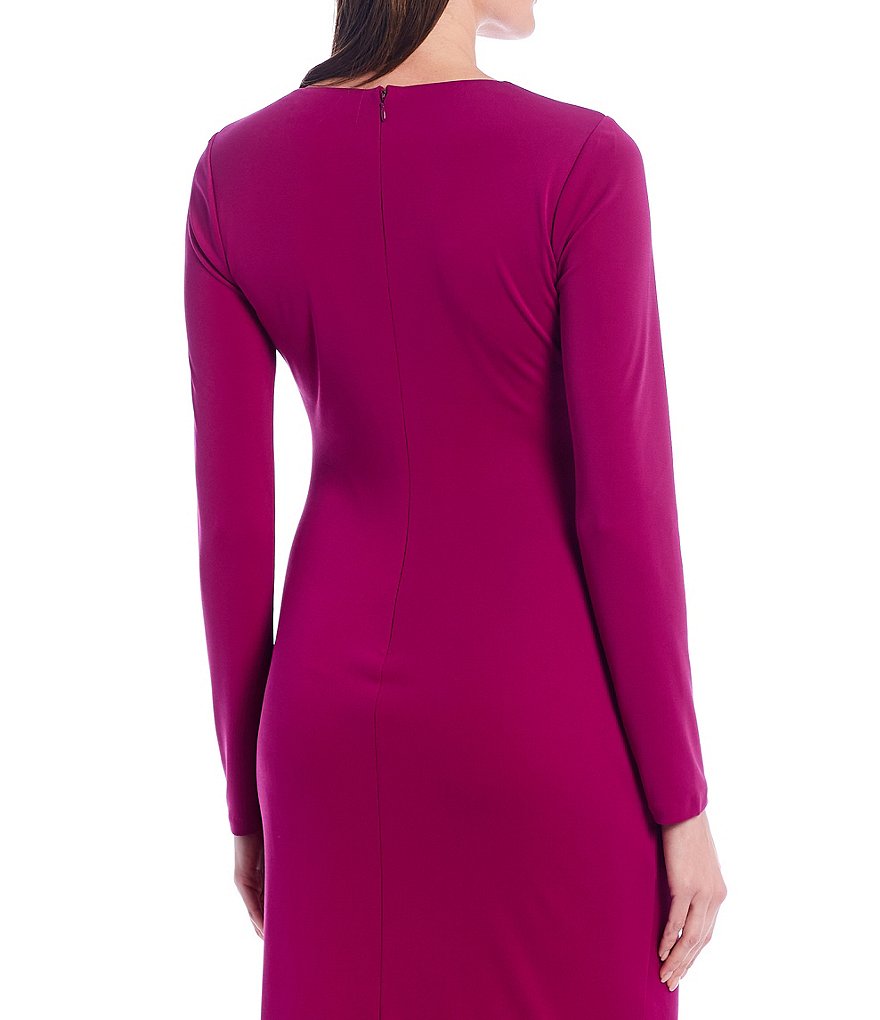 Donna Karan New York Matte Jersey Ruched Long Sleeve Midi Sheath Dress