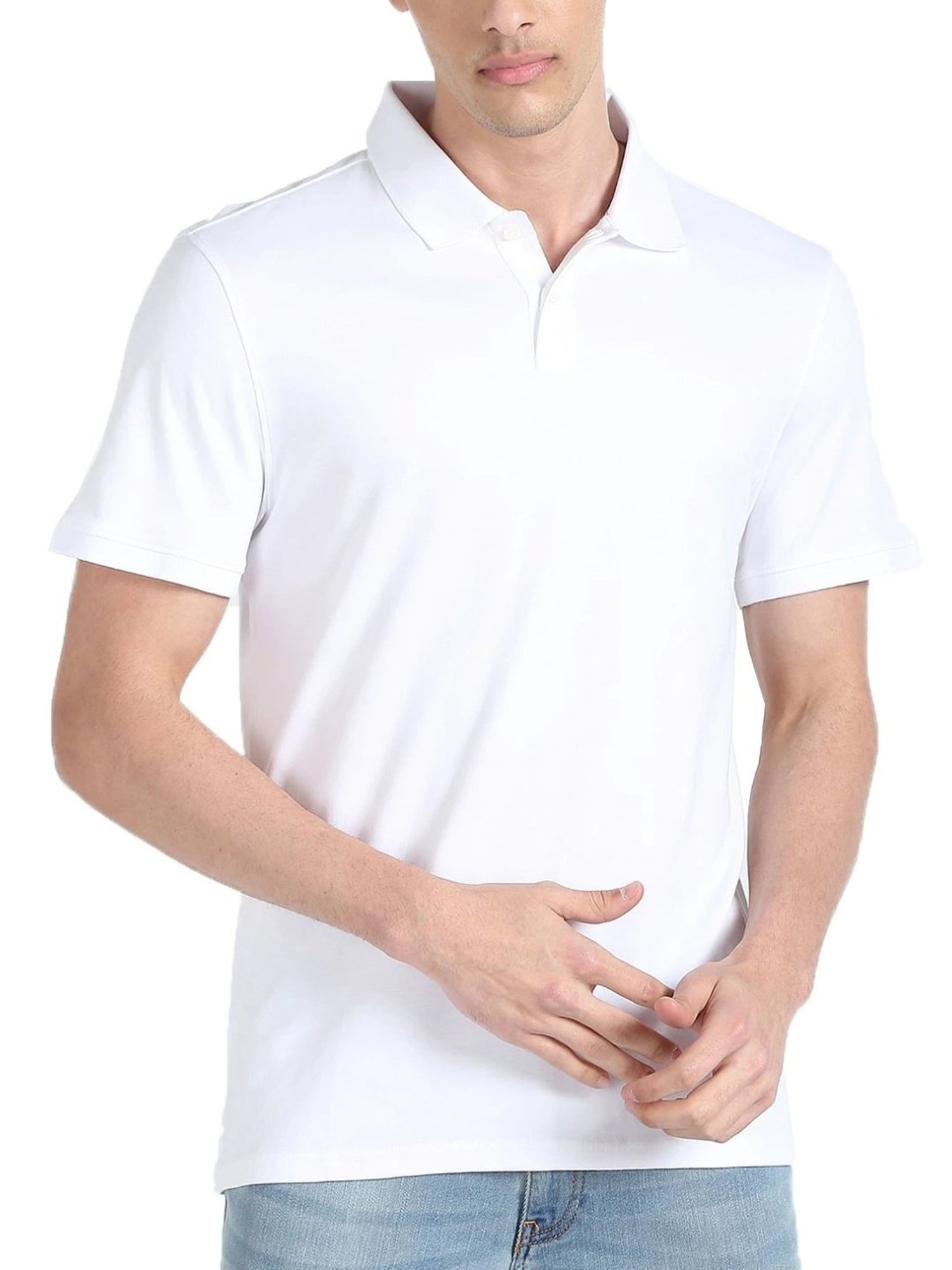 Calvin Klein Jeans White Cotton Regular Fit Polo T-Shirt