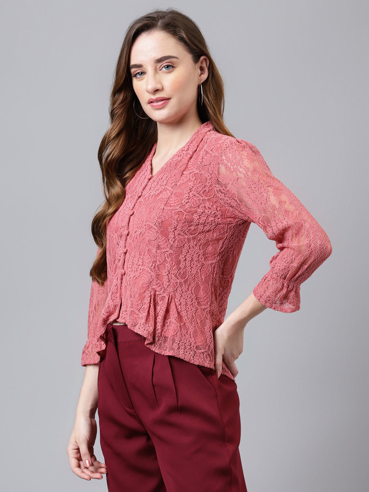 Latin Quarters Pink Lace Top