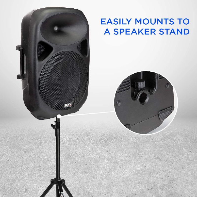 LyxPro 15 Inch PA Active Speaker System Compact And Portable With Equalizer, Bluetooth, MP3, USB, SD Card Slot, XLR, 1/4", 3.5mm Input, Carry Handles, SPA-15