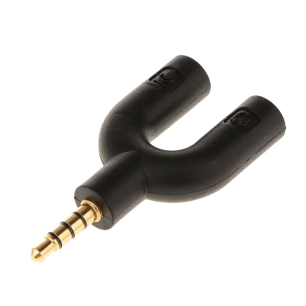 3.5mm Stereo Audio Jack Earphone Headphone 2 Way U Splitter Adapter Black