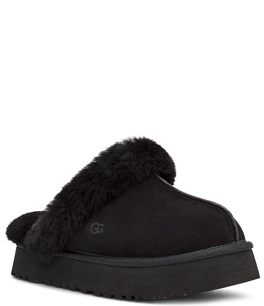UGG&reg; Disquette Suede Fur Flatform Slides