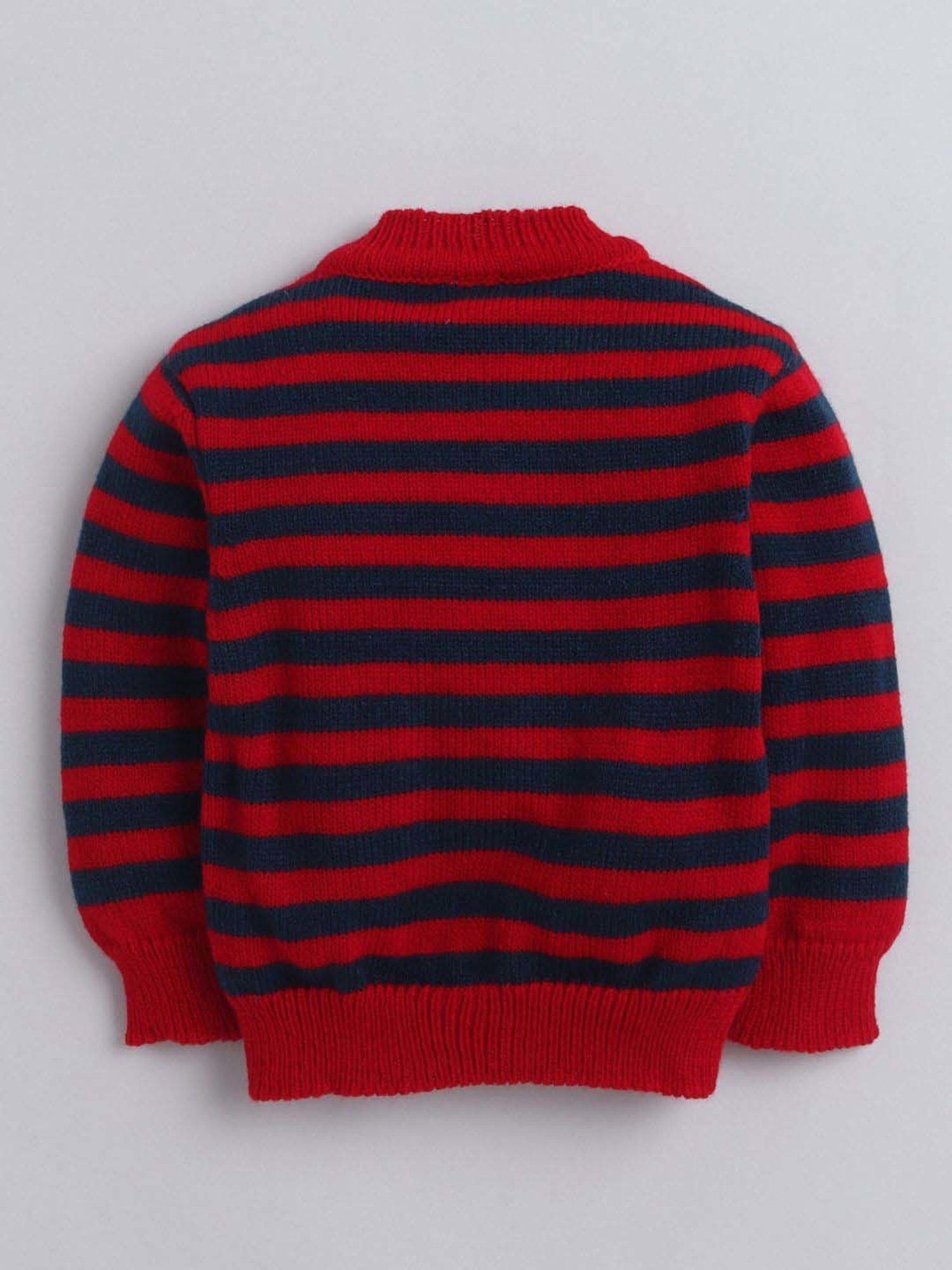 Little Angels Kids Red & Navy Striped Full Sleeves Cardigan