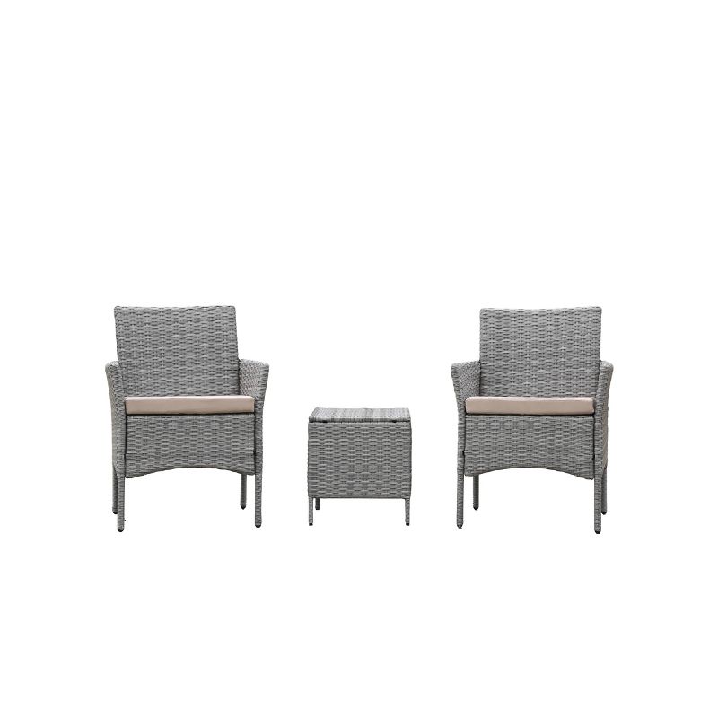 3pc Rattan Patio Conversation Set with Cushions - Art Leon