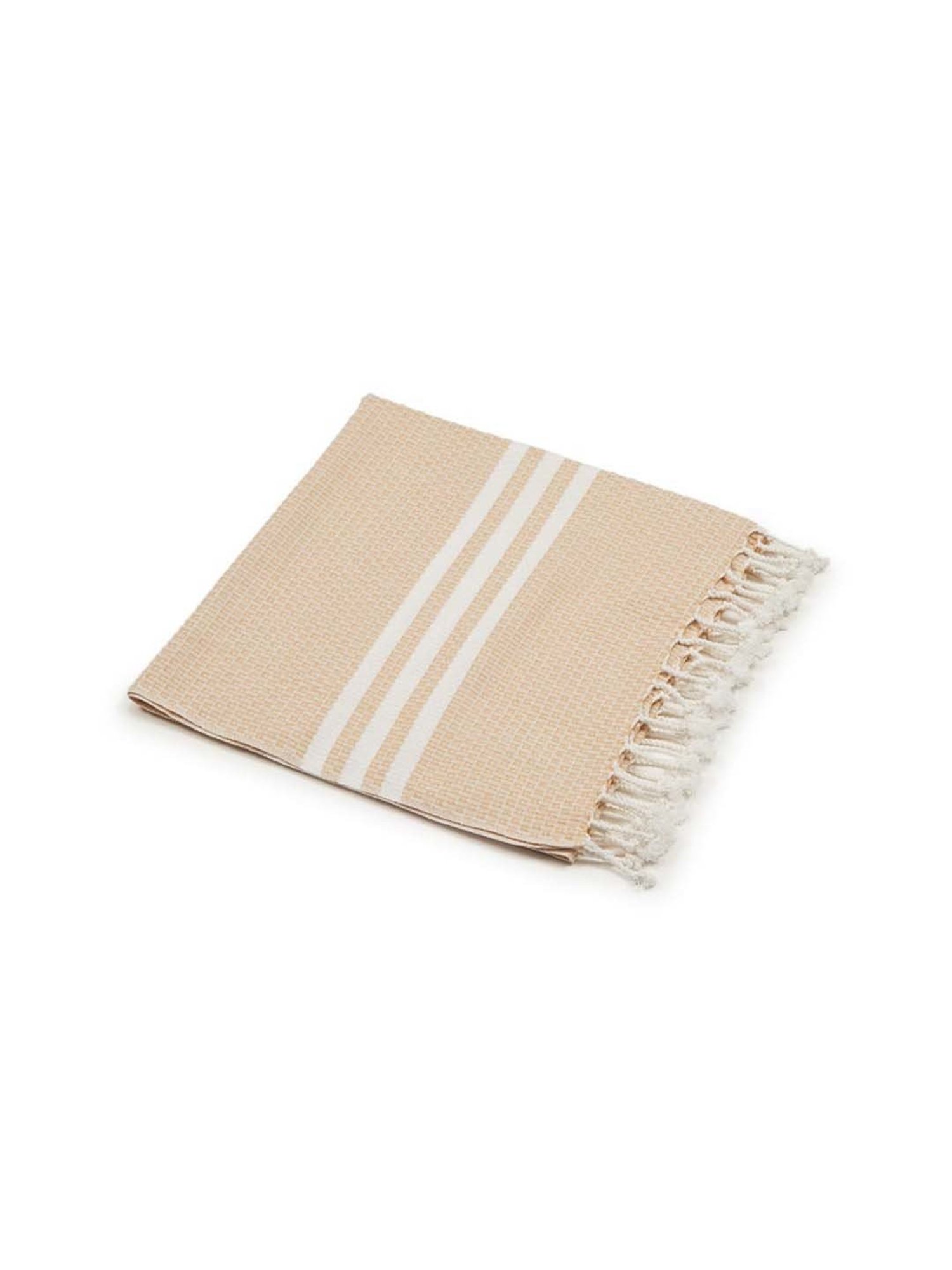 Fabindia Standalone Beige Cotton Large Honeycomb Bath Towel
