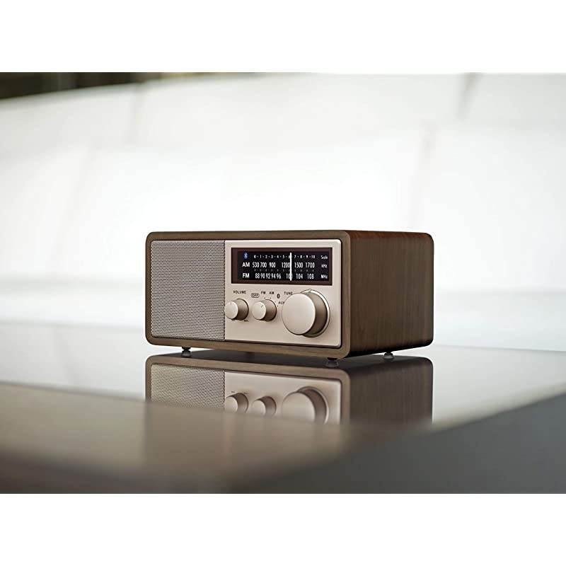 WR16SE 45th Anniversary Special Edition AMFMBluetoothAuxinUSB Phone Charging Dark Walnut Wooden Cabinet Radio with Rose Gold Face Plate