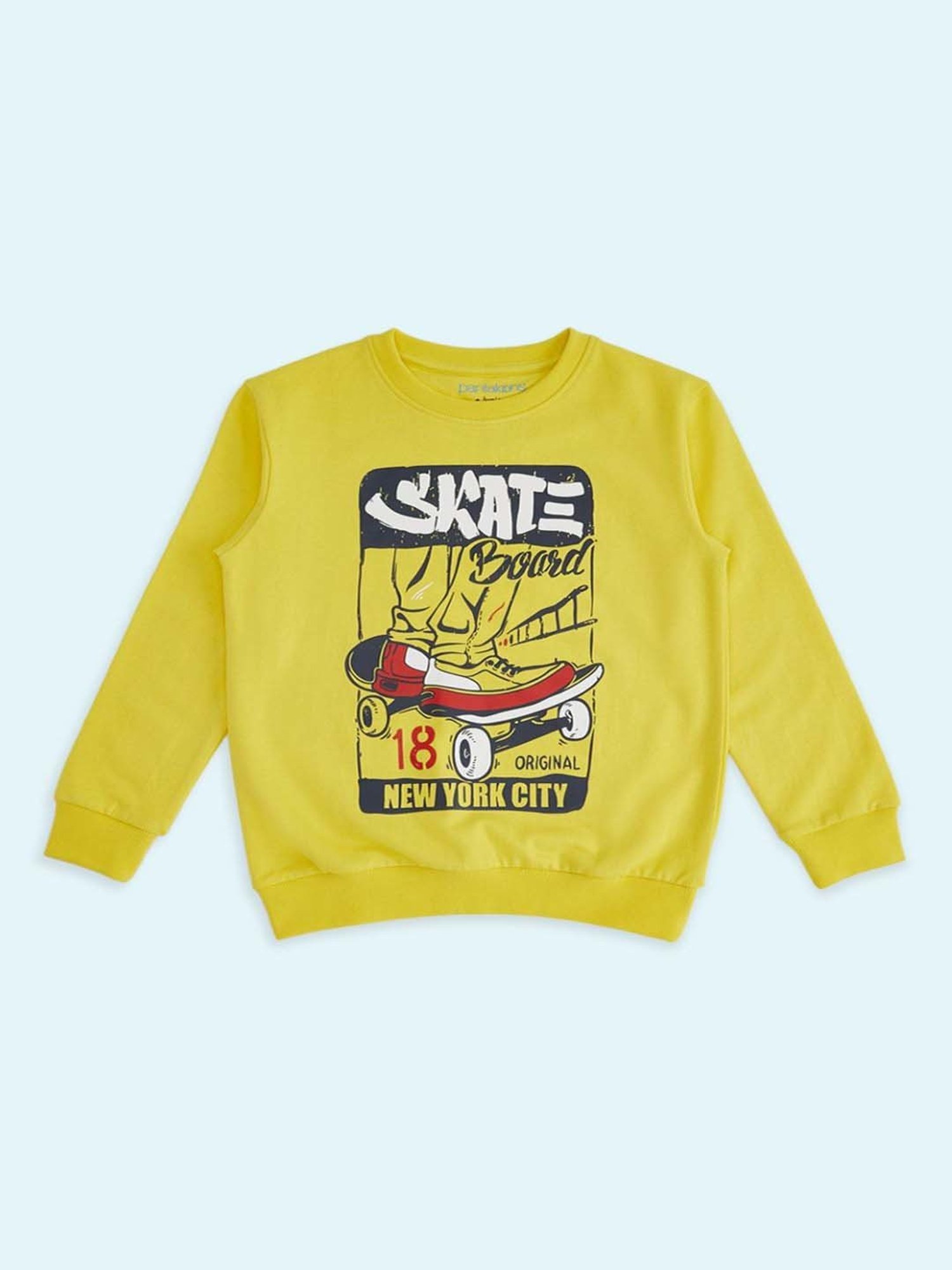 Pantaloons Baby Kids Yellow Printed Full Sleeves Sweatshirt