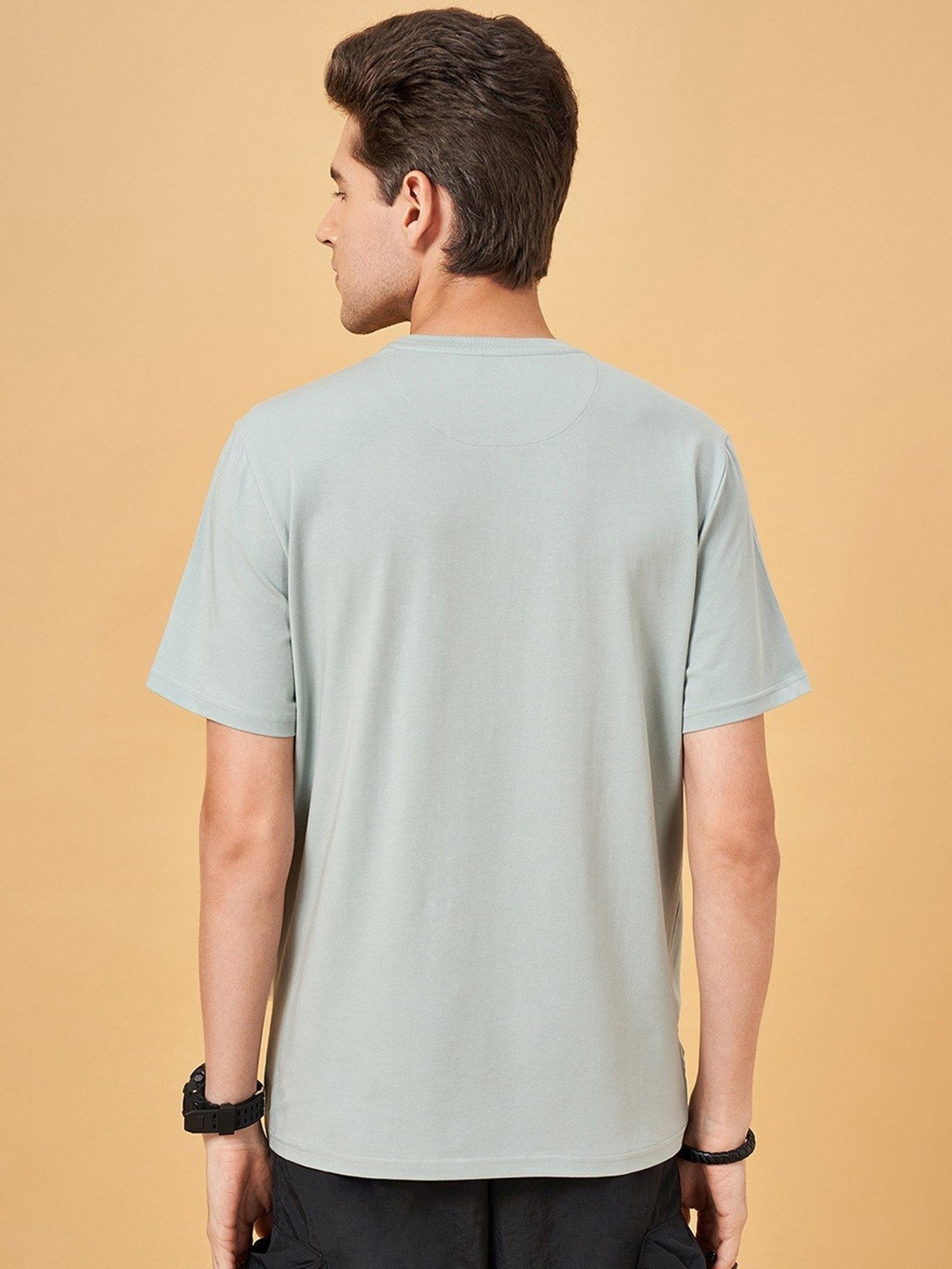 Street 808 by Pantaloons Nile Blue Regular Fit Printed T-Shirt