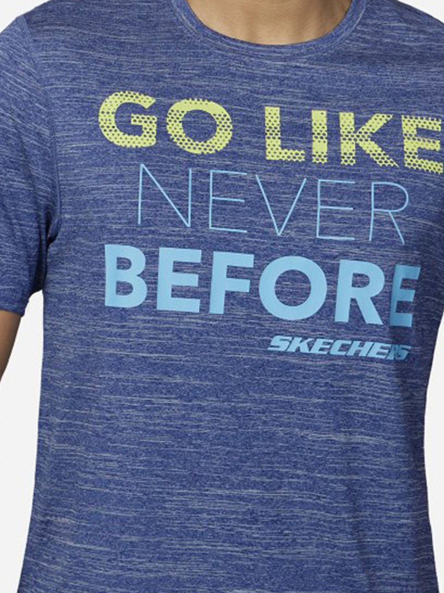 Skechers Blue Regular Fit Printed T-Shirt