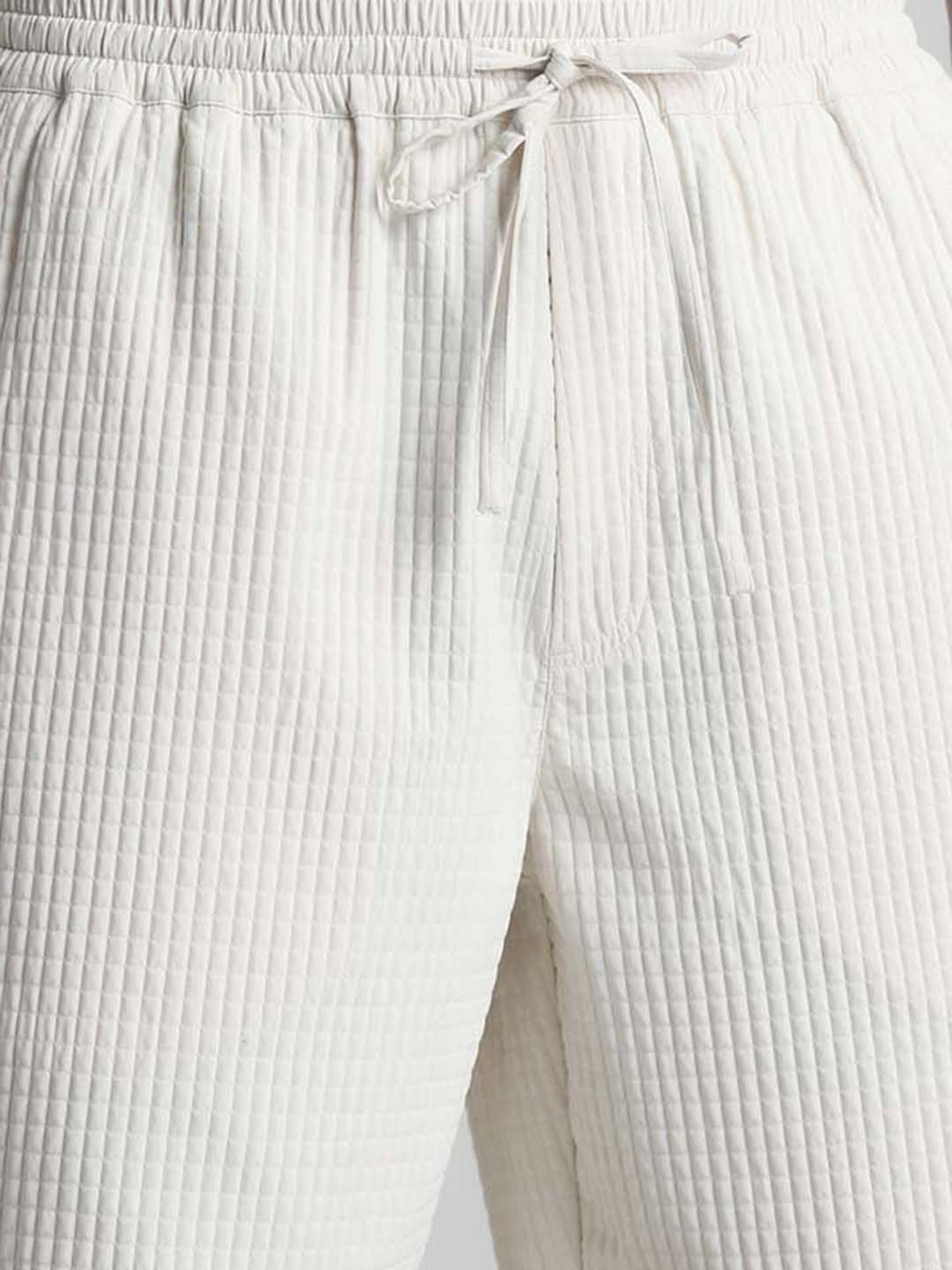 Jack & Jones Off White Regular Fit Textured Shorts