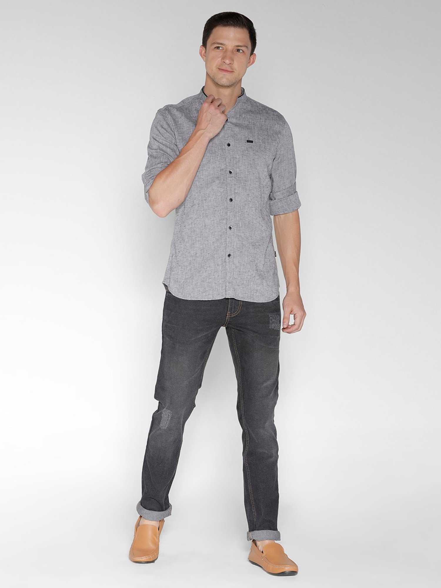 Identiti Grey Slim Fit Shirt