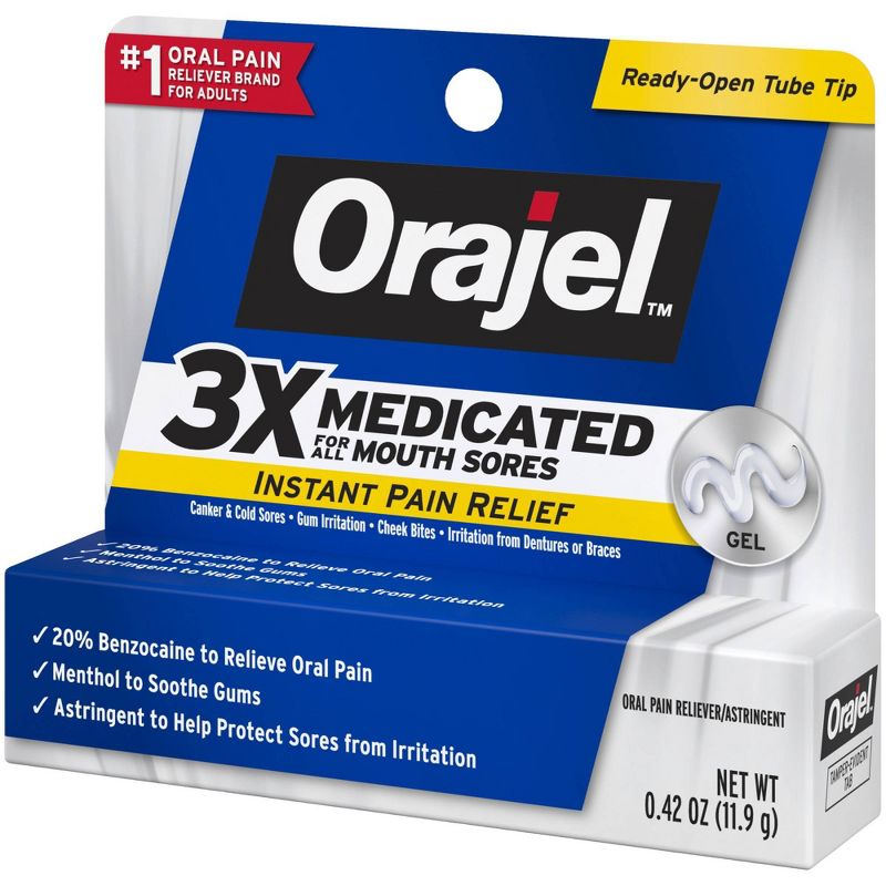 Orajel 3X Medicated For All Mouth Sores Gel - 0.42oz