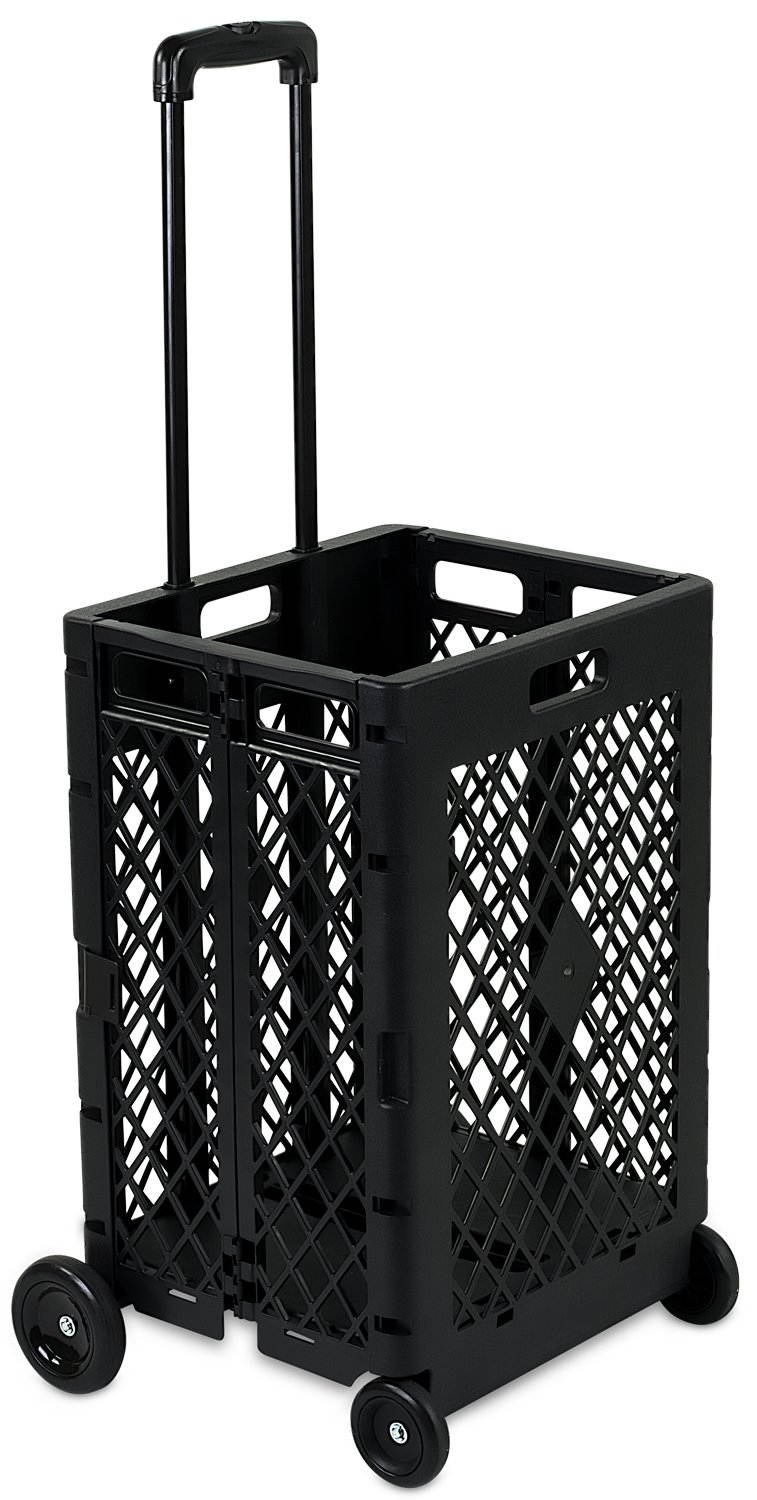 Mount-It! Mesh Rolling Utility Cart | Folding and Collapsible Hand Crate on Wheels | 55 Lbs Capacity