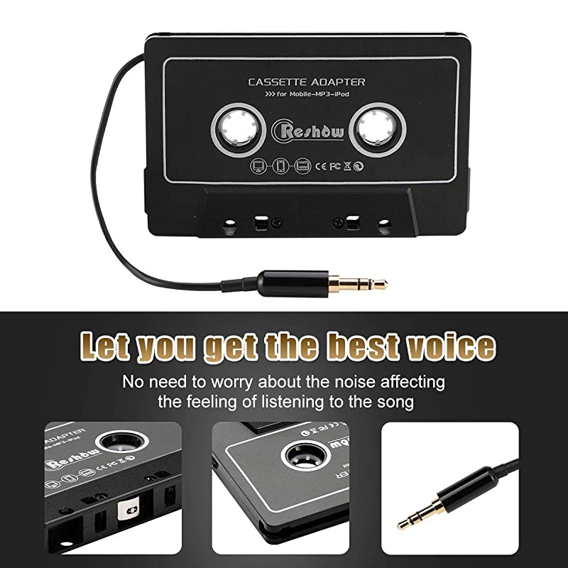Car Audio Aux Cassette Adapter Black