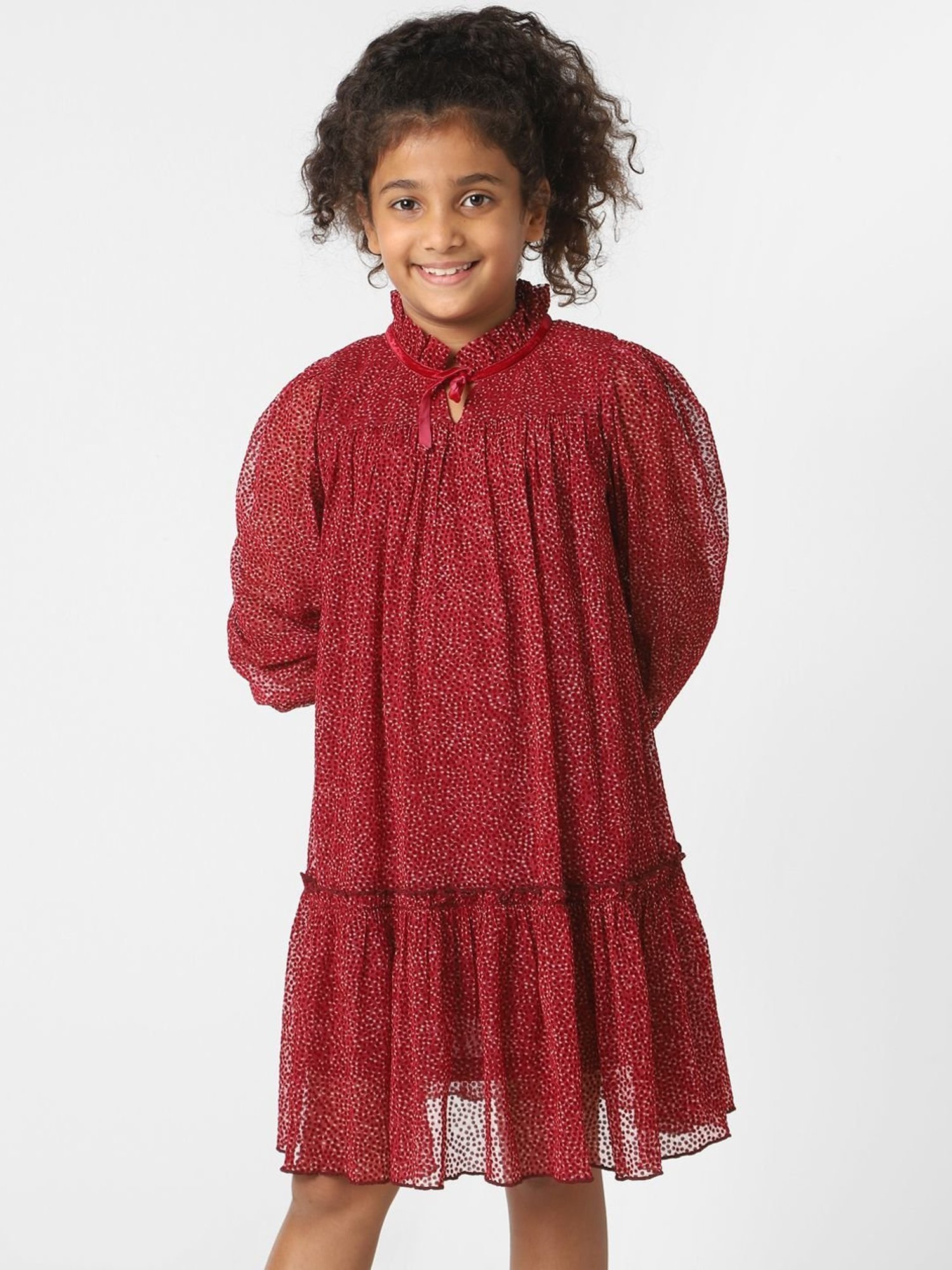 KIDS ONLY Biking Red Printed Full Sleeves Dress