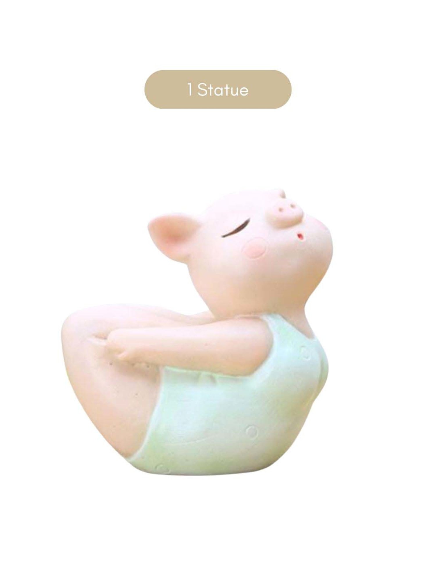 Nestasia eye catching green & Pink resin yoga piggy mini Showpieces for home decoration & gifting- C