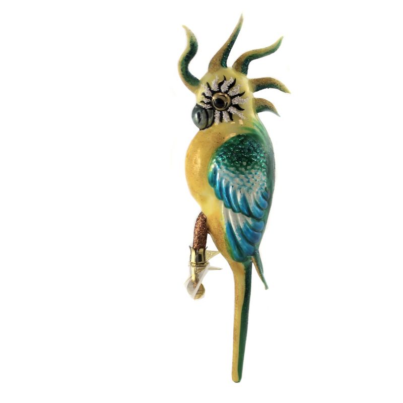 Morawski 10.75" Turquoise Teal Feathered Parrot Ornament Tropical Bird Macaw  -  Tree Ornaments