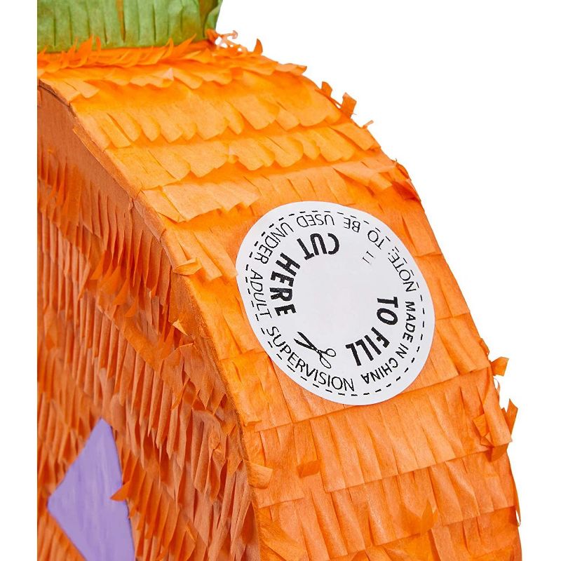 Spooky Central Small Pumpkin Pinata for Halloween Party, Pull String (16.5 x 13 x 3 In)