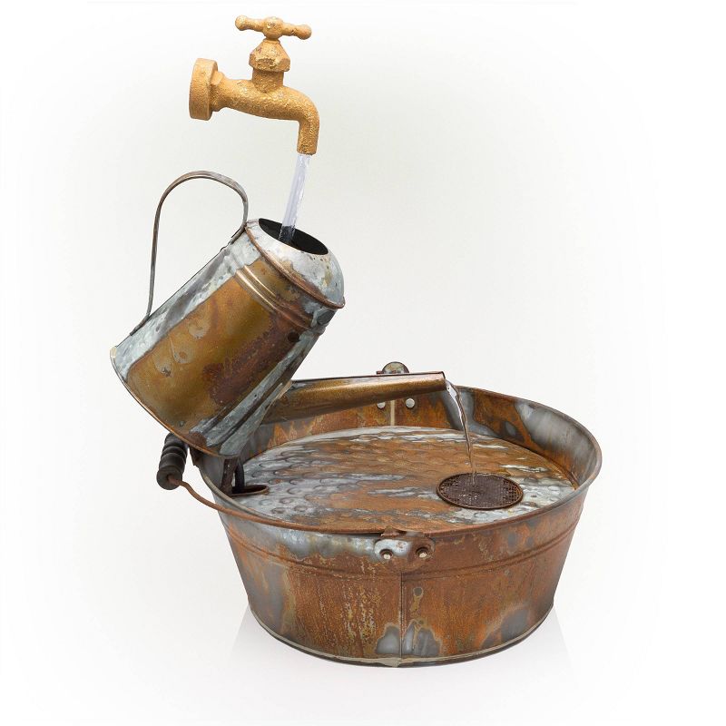 Rustic Watering Can Metal Fountain - Alpine Corporation