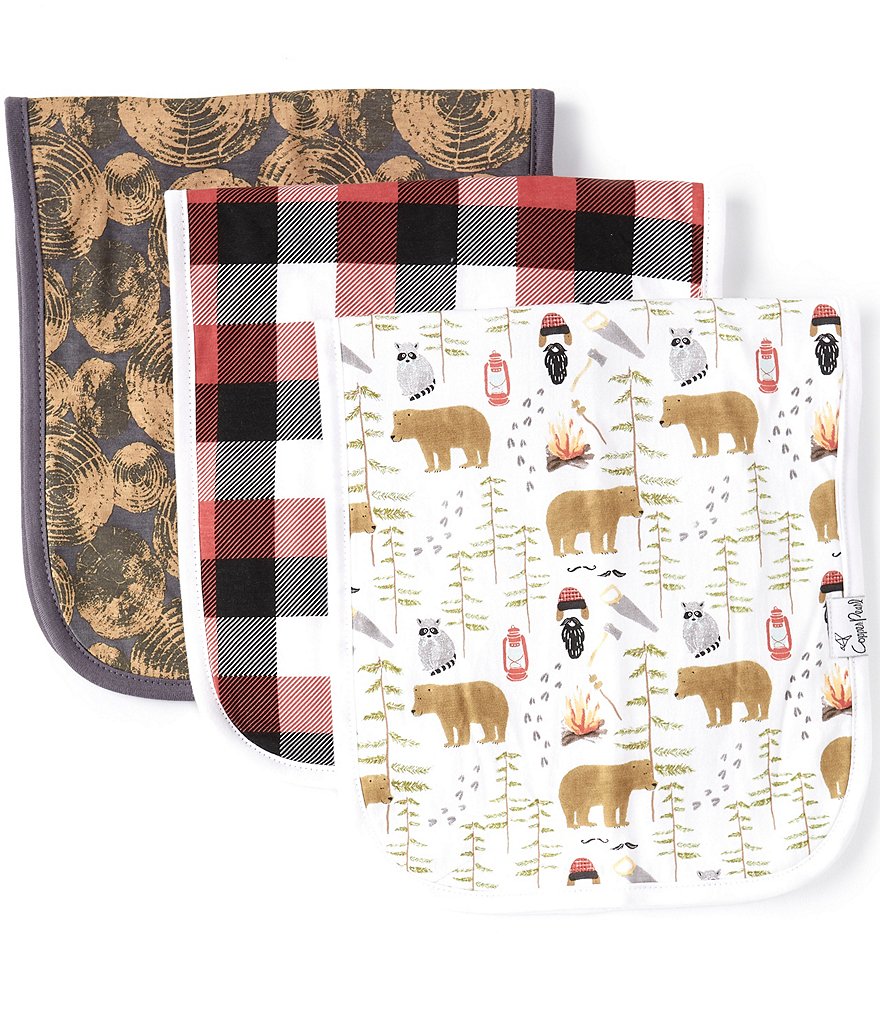 Copper Pearl Baby Boys Lumberjack Premium Burp Cloths 3-Pack