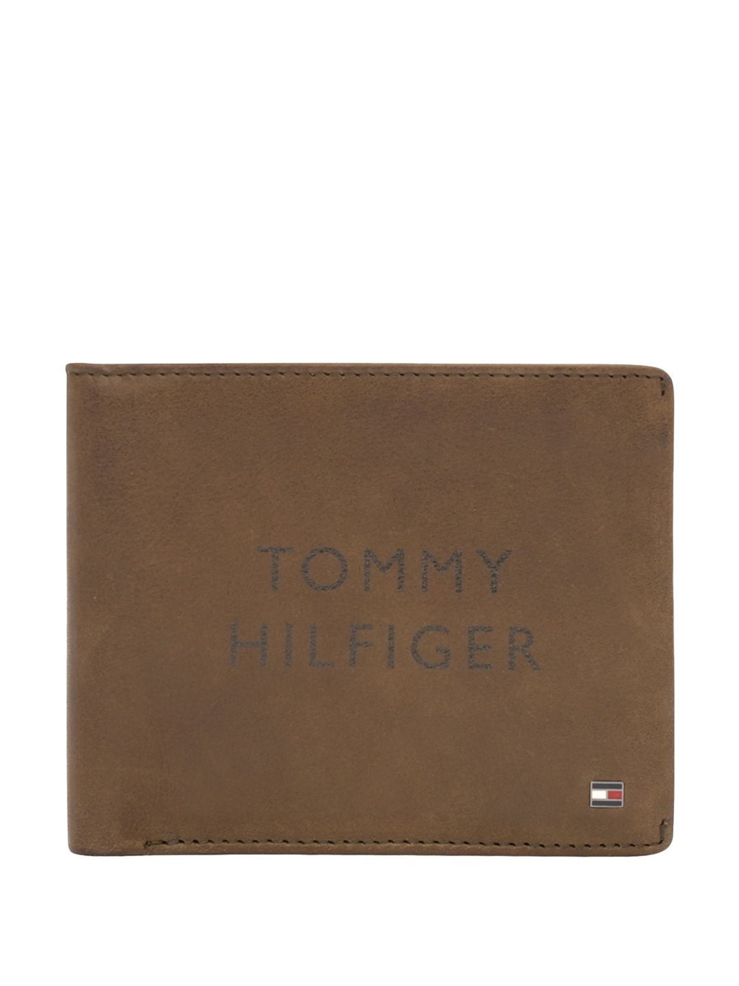 TOMMY HILFIGER Thasos Olive Brown Casual Leather Bi-Fold Wallet  for Men