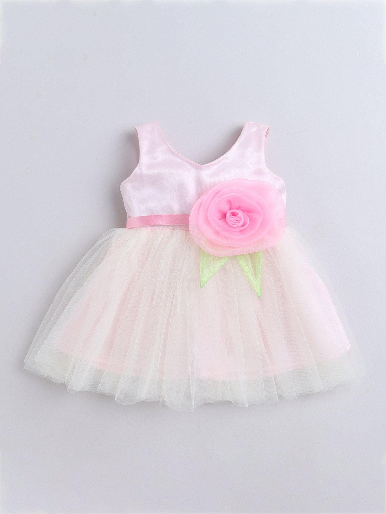 Many Frocks Kids Pink Solid Dress
