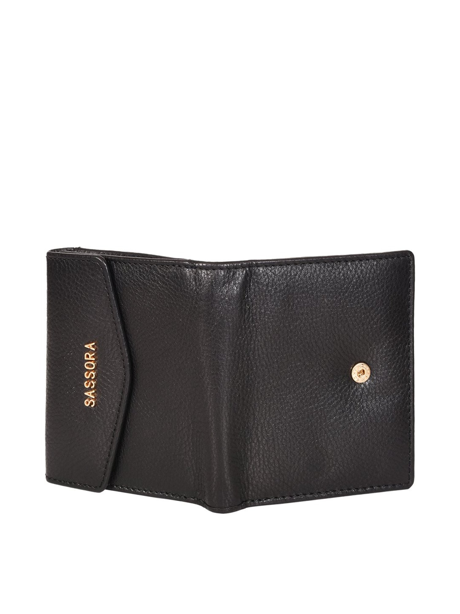 SASSORA Black Solid Rfid Bi-Fold Wallet for Women