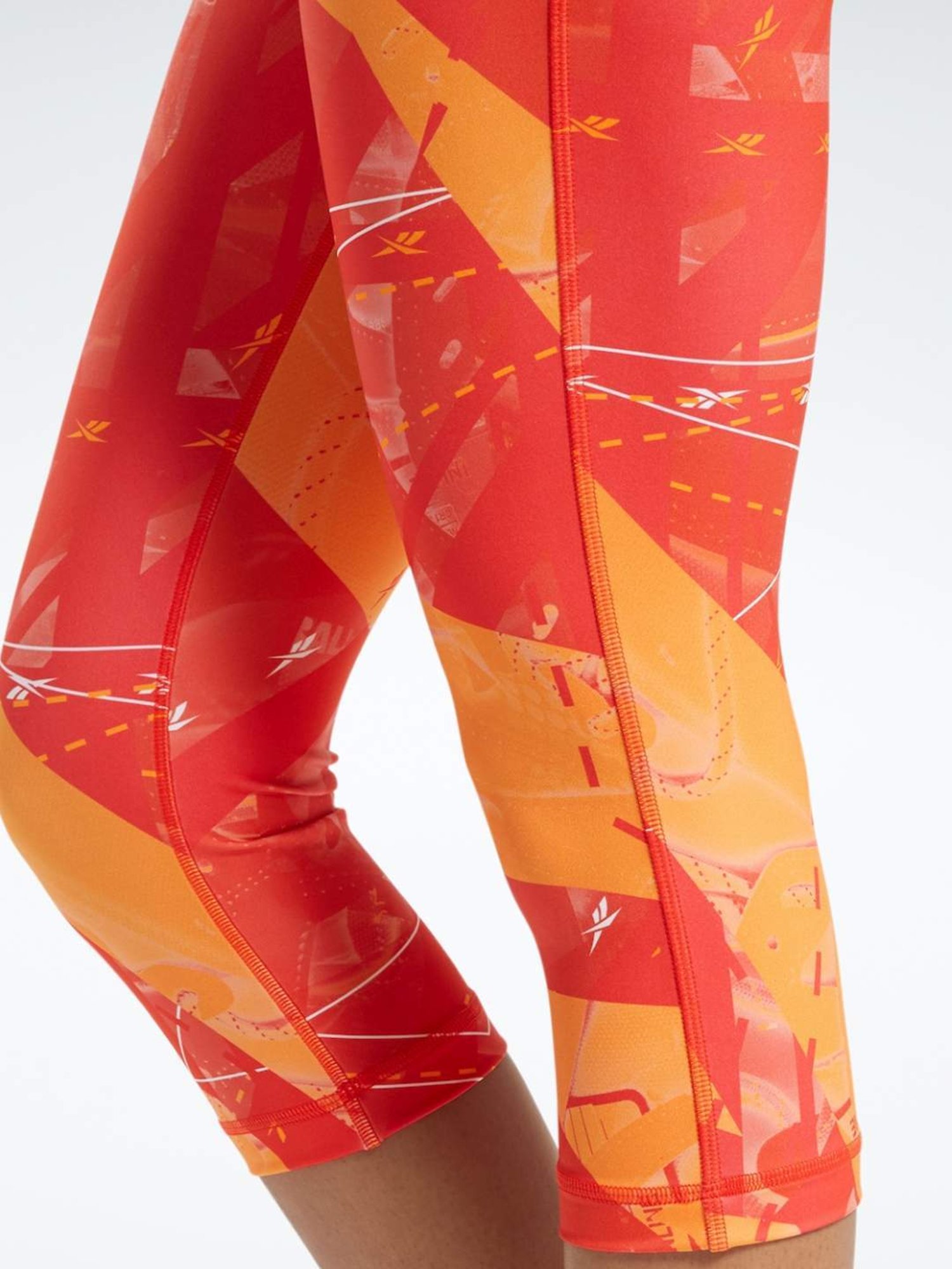 Reebok Red Printed Sports Capris