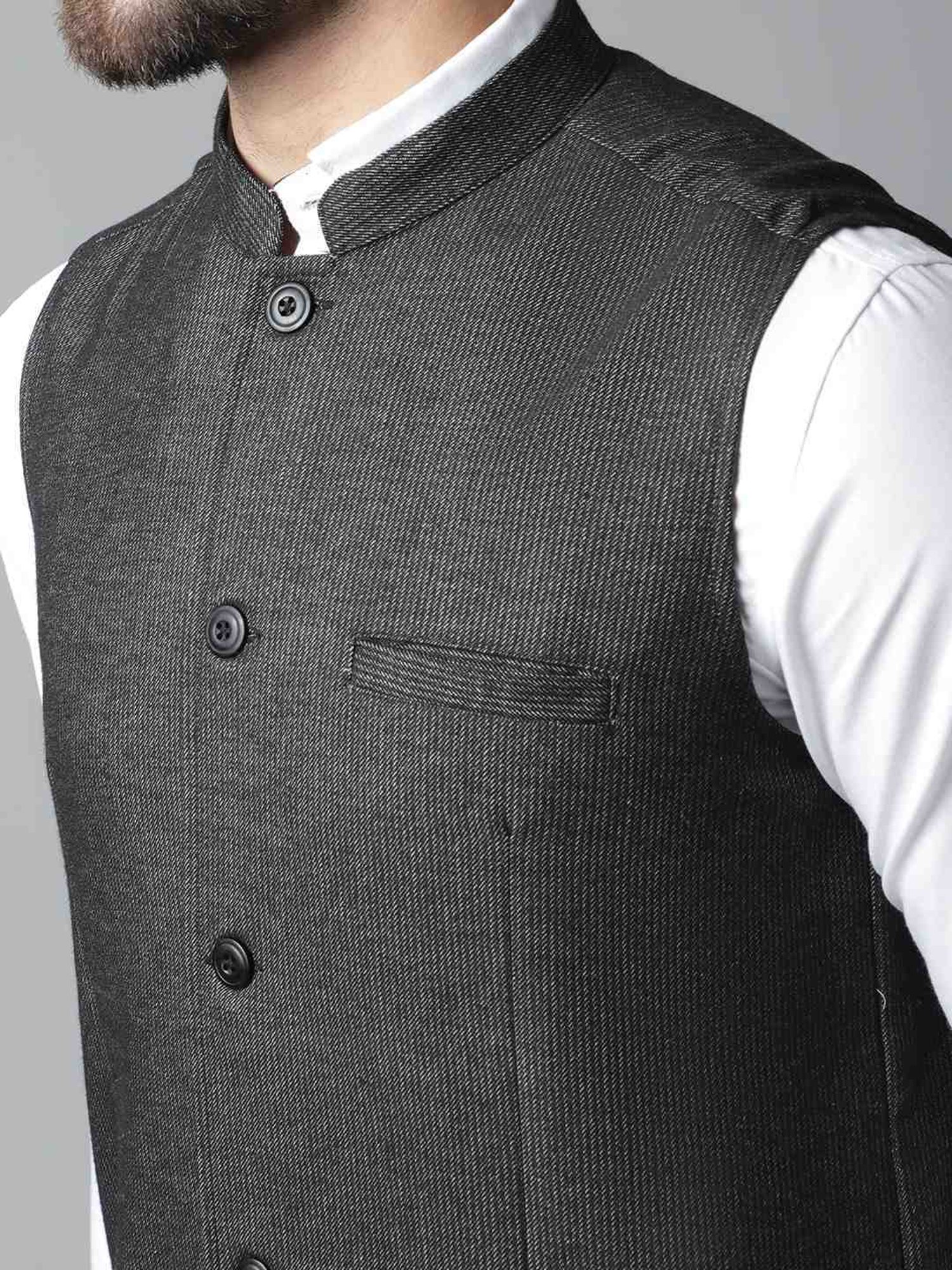 Even Black Regular Fit Nehru Jacket
