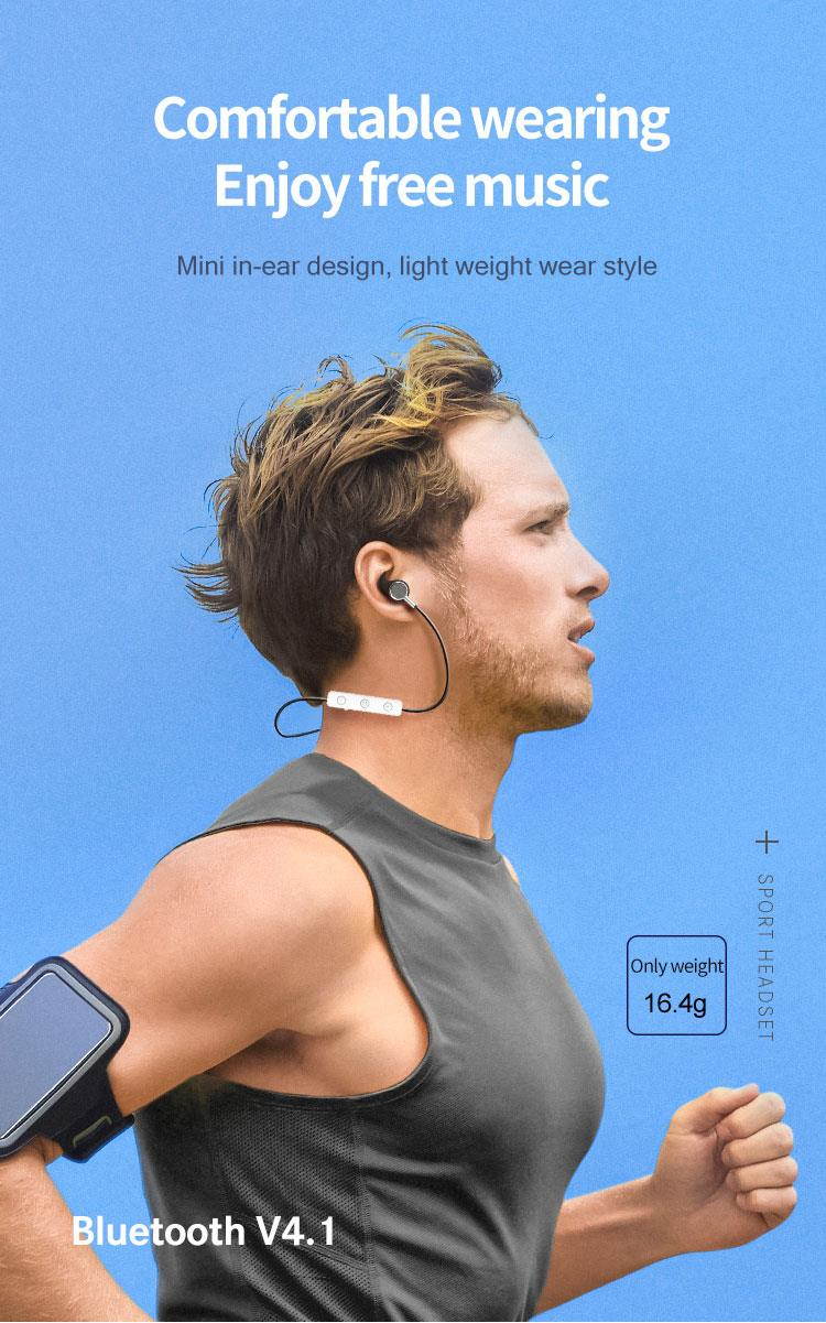 FineBlue P20 Wireless Headphones Bluetooth Earphone Sport Running Wireless Stereo Bluetooth headphone Headset with mic sport new (Black)