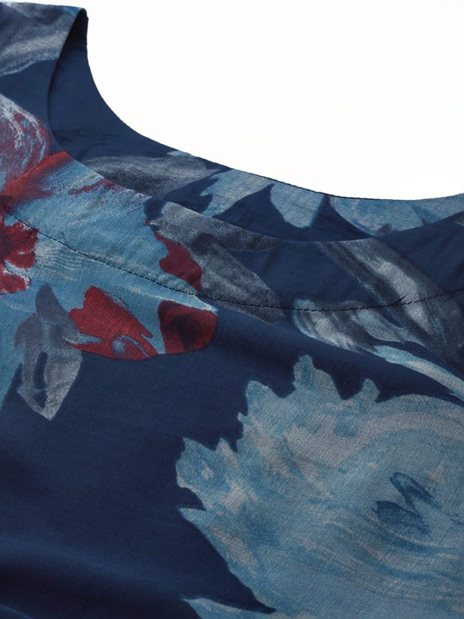 Aarika Blue Floral Print A Line Kurta