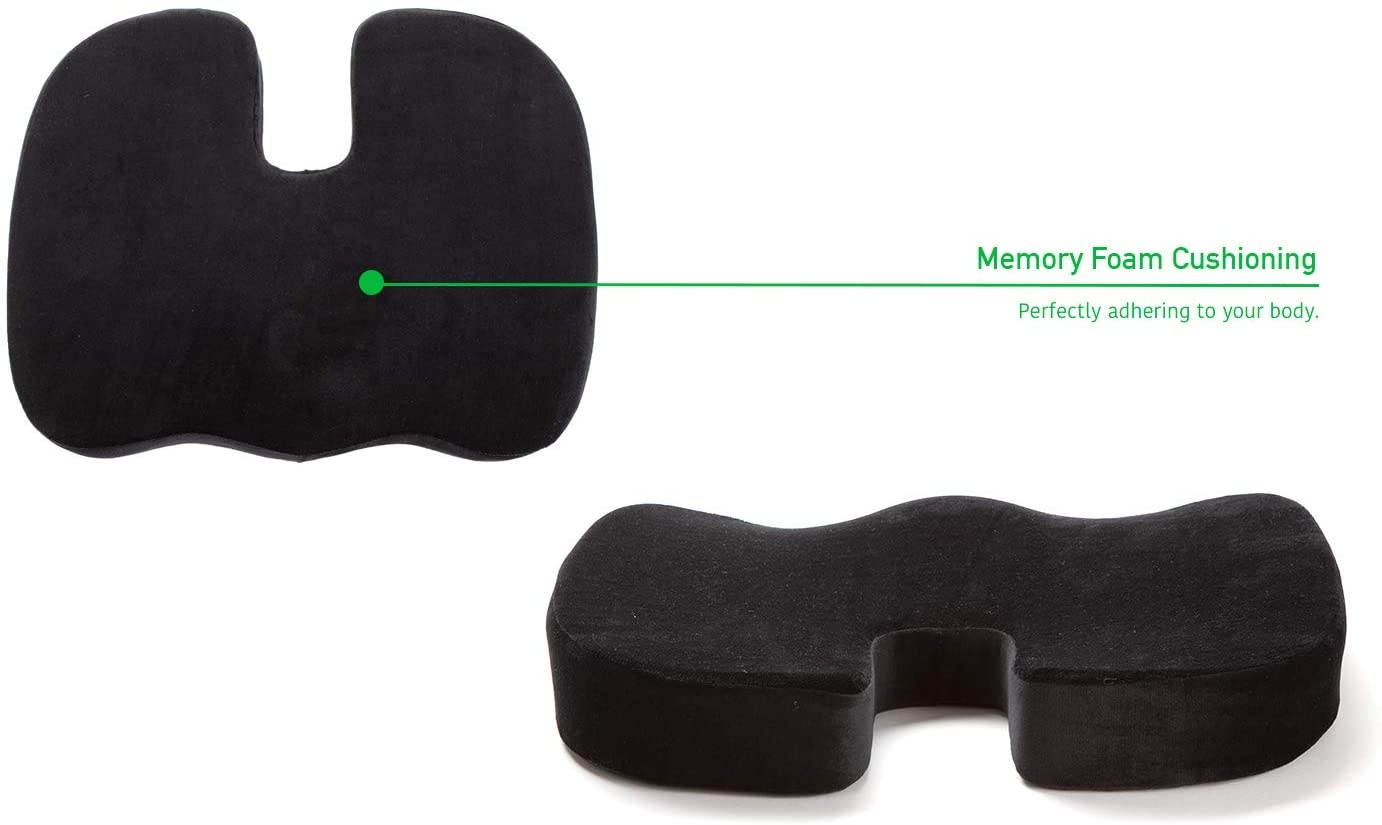 Mind Reader SEACUSH-BLK Pressure Relief for Lower Back, Arms, Non-Slip Orthopedic Ergonomically Cushion, Perfect for Office, Home, Car & More, Seat, Black