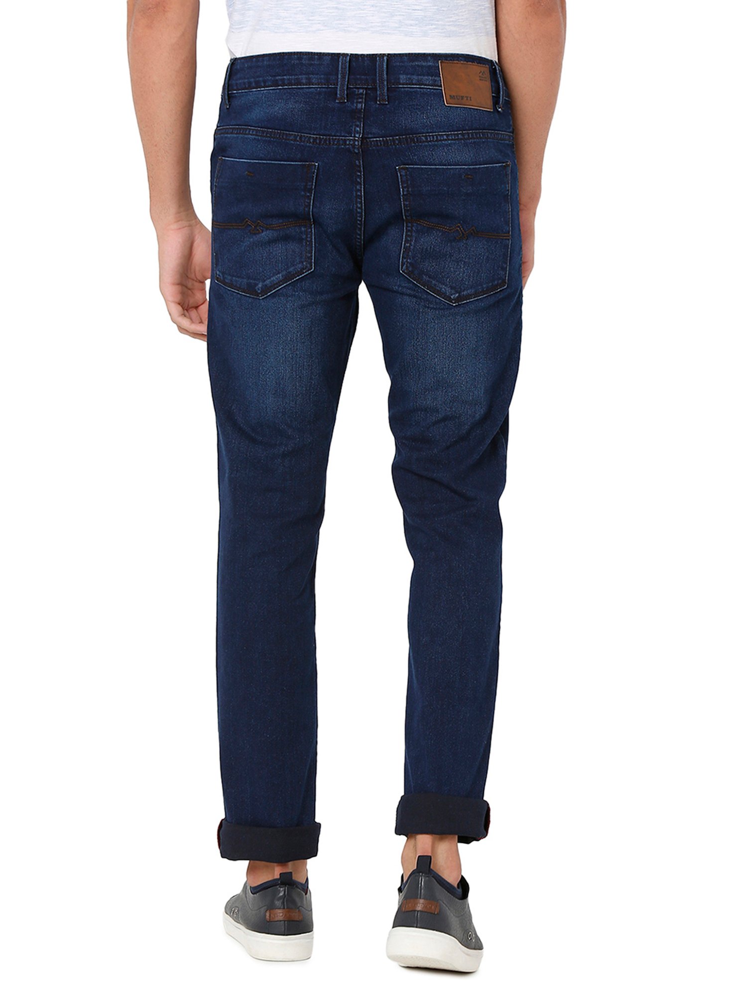 Mufti Dark Blue Super Slim Fit Lightly Washed Jeans