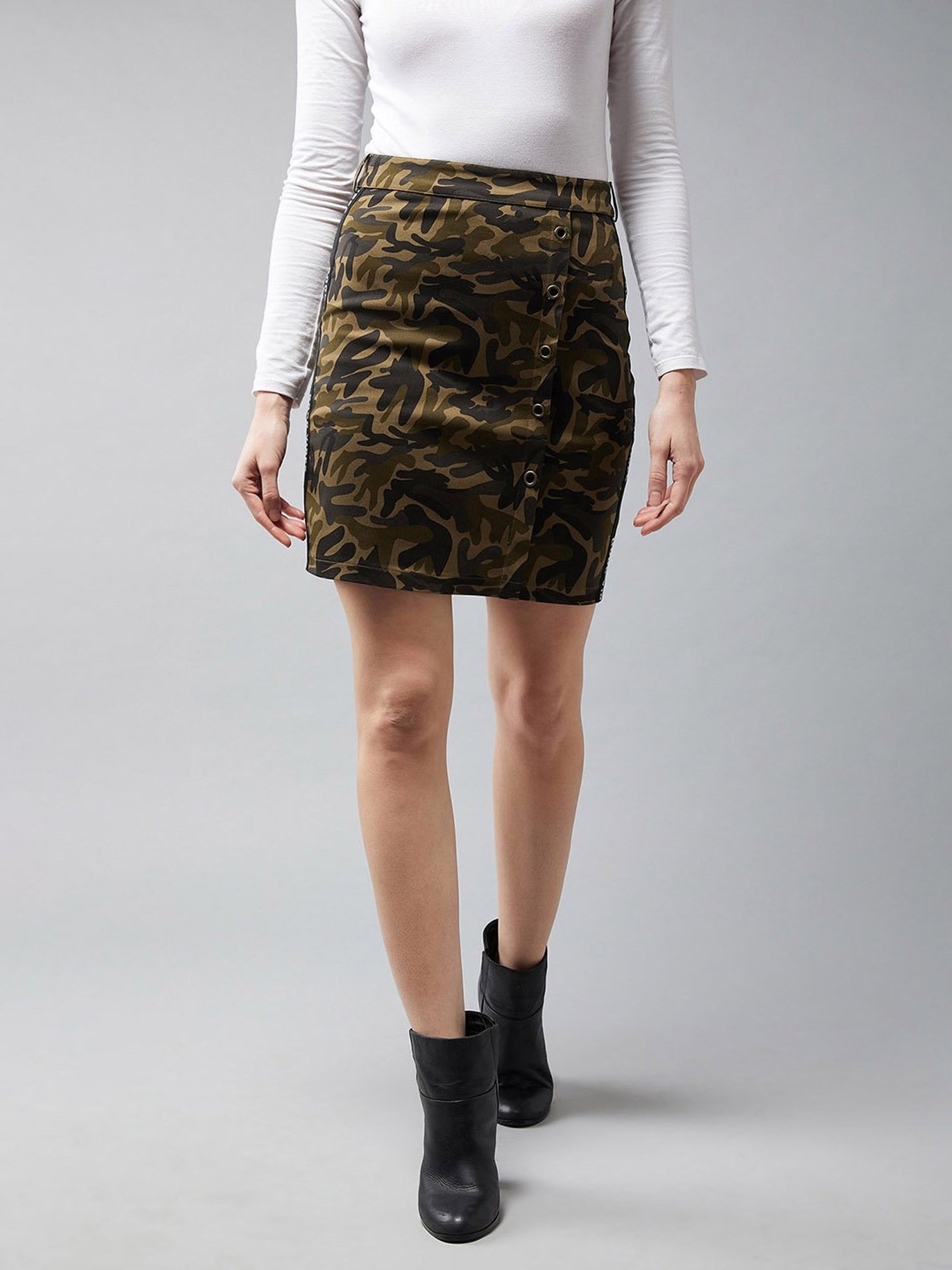 DOLCE CRUDO Multicolor Camo Print Skirt