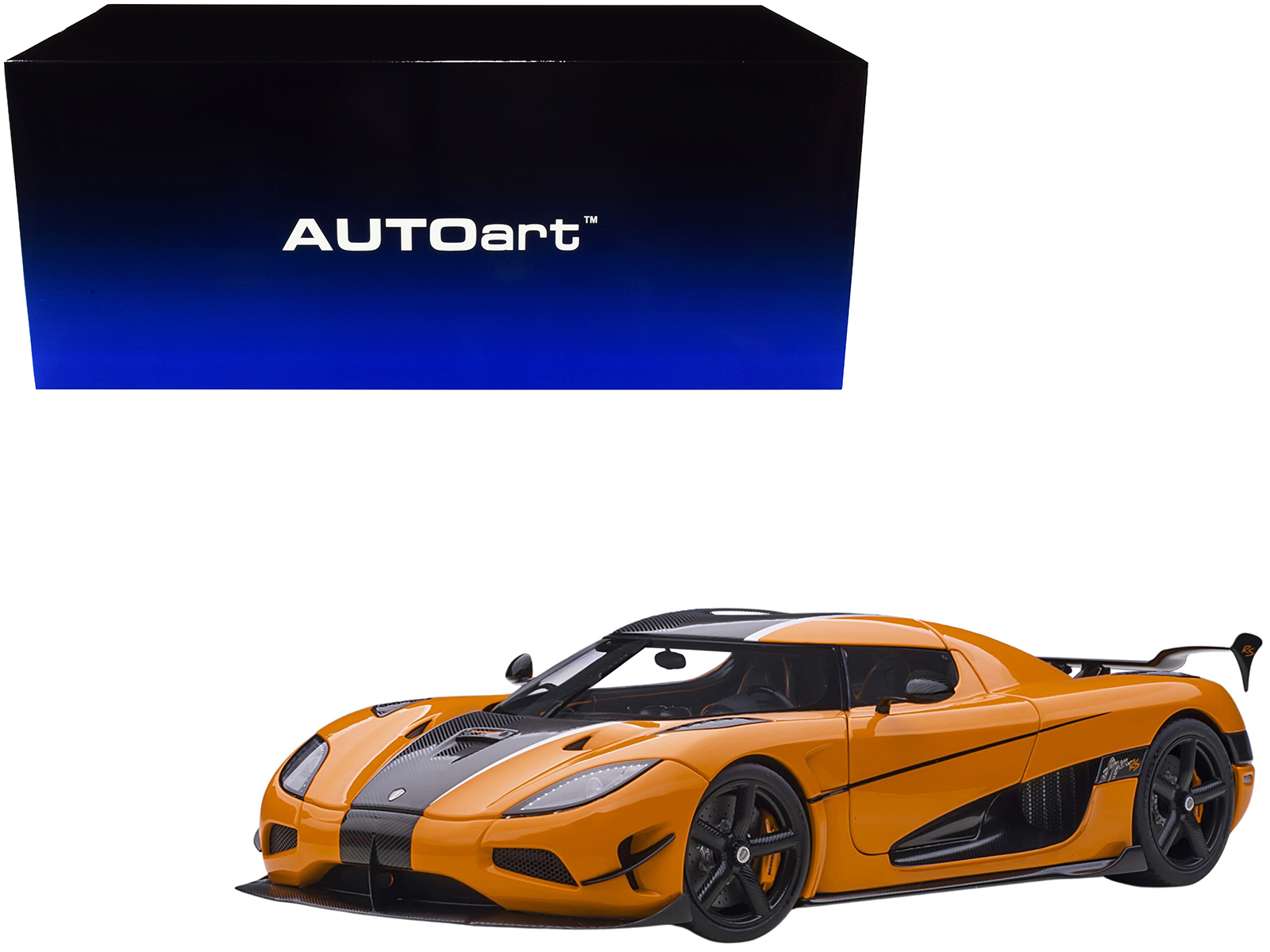 Koenigsegg Jesko Attack Orange Metallic with Black Stripes 1/18 Model Car by GT Spirit