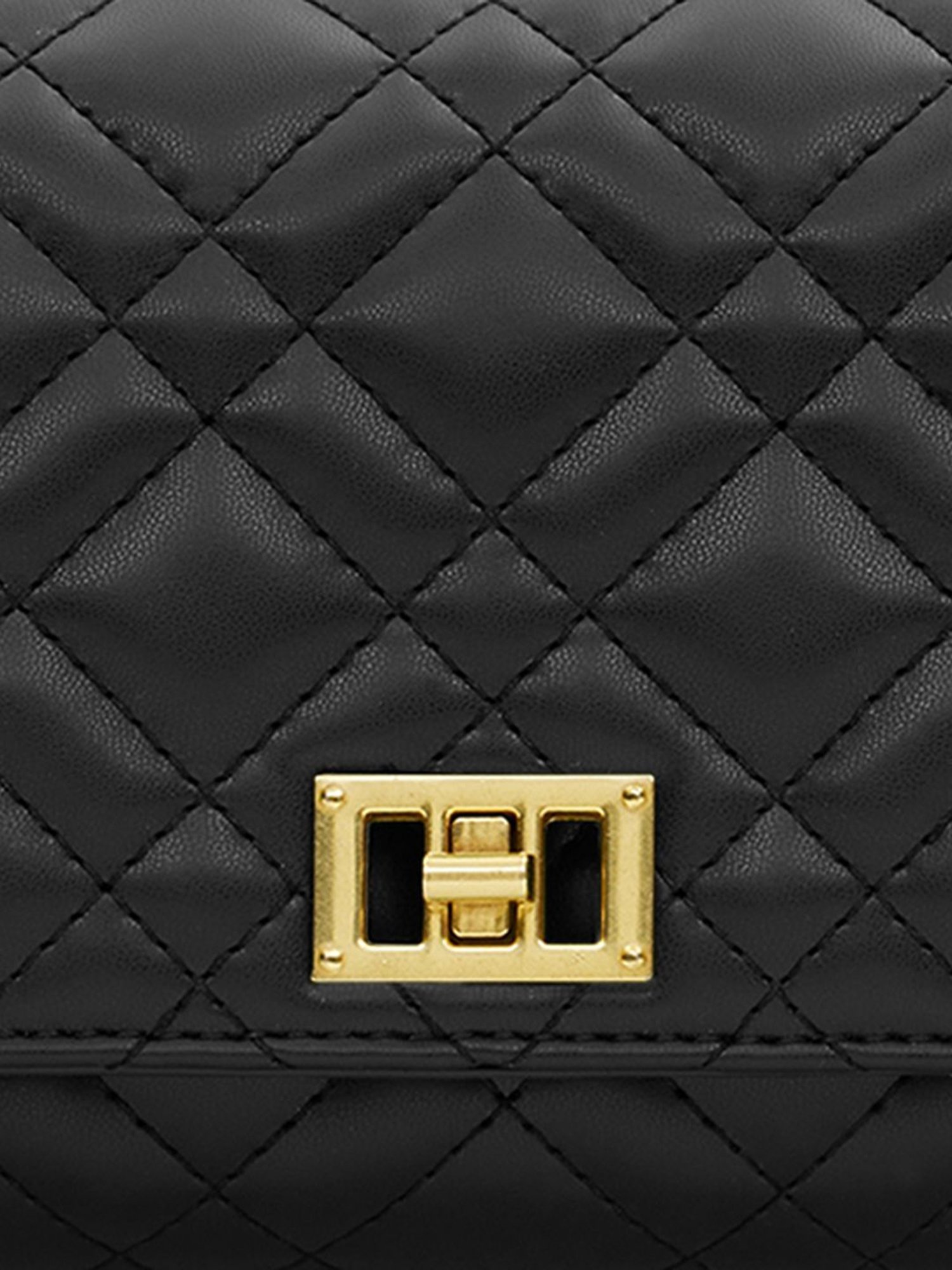 Miraggio Iris Black Quilted Small Faux Leather Clutch