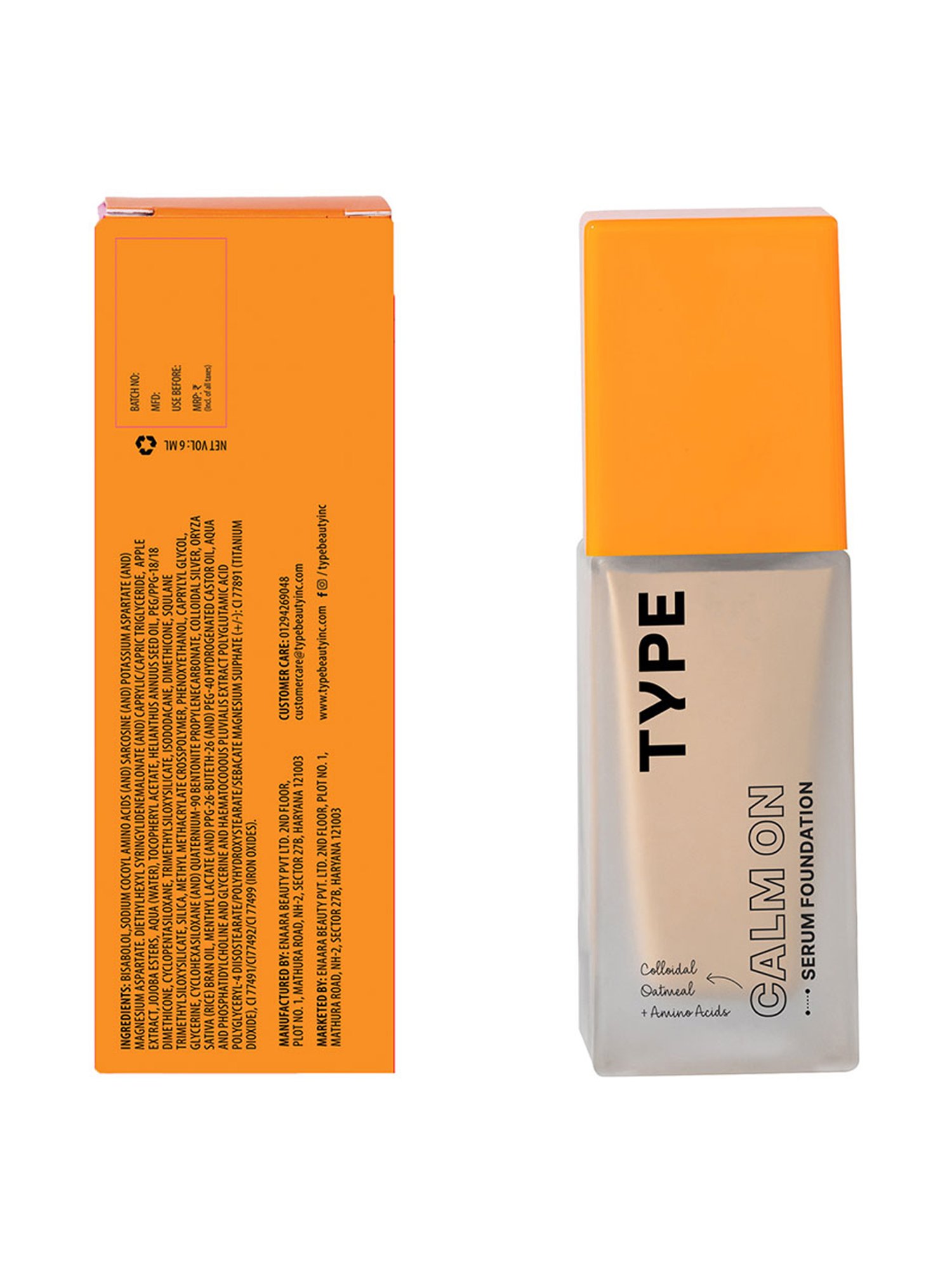 TYPE BEAUTY Calm On Serum Foundation Oatmeal - 30 ml