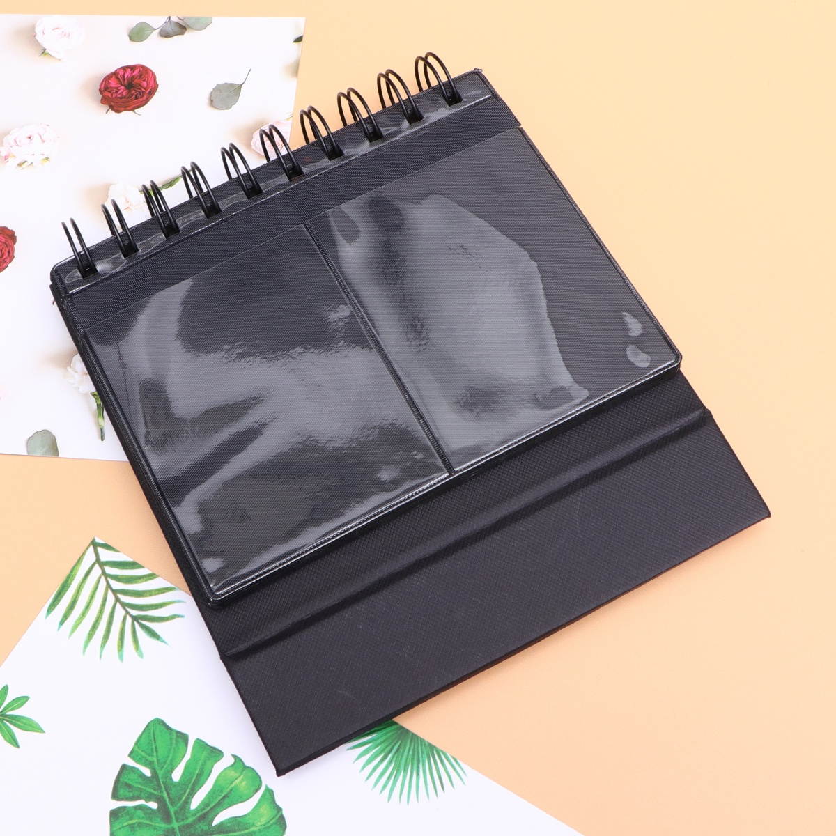 Desk Calendar Style Photo Album Stylish Photo Album Collection Memory Album for Wedding Travel Gifts (Black)