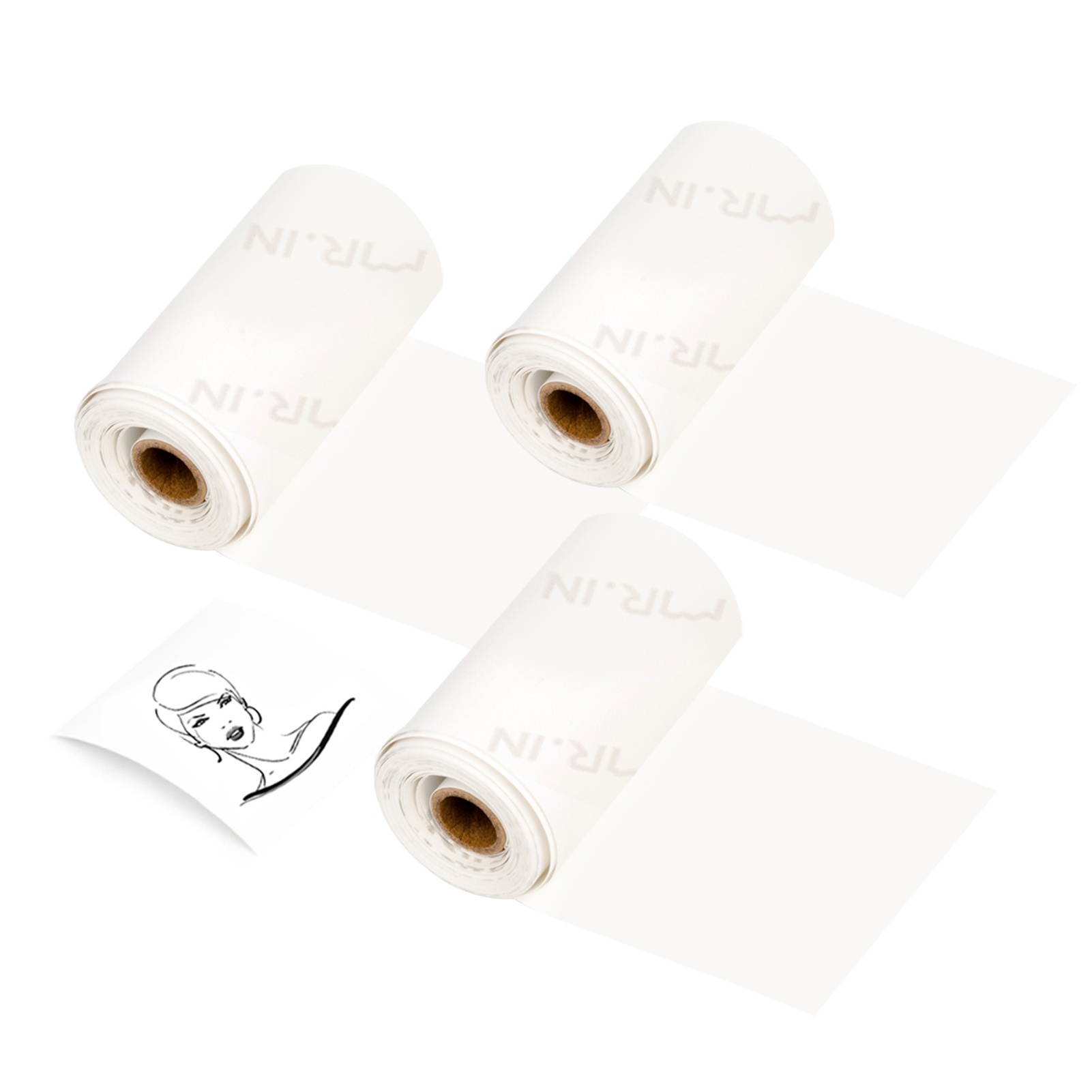 Aibecy 3 Rolls Self-Adhesive Thermal Paper Black on White 50mm*3.5m Compatible with Phomemo M02/M02S Thermal Printers