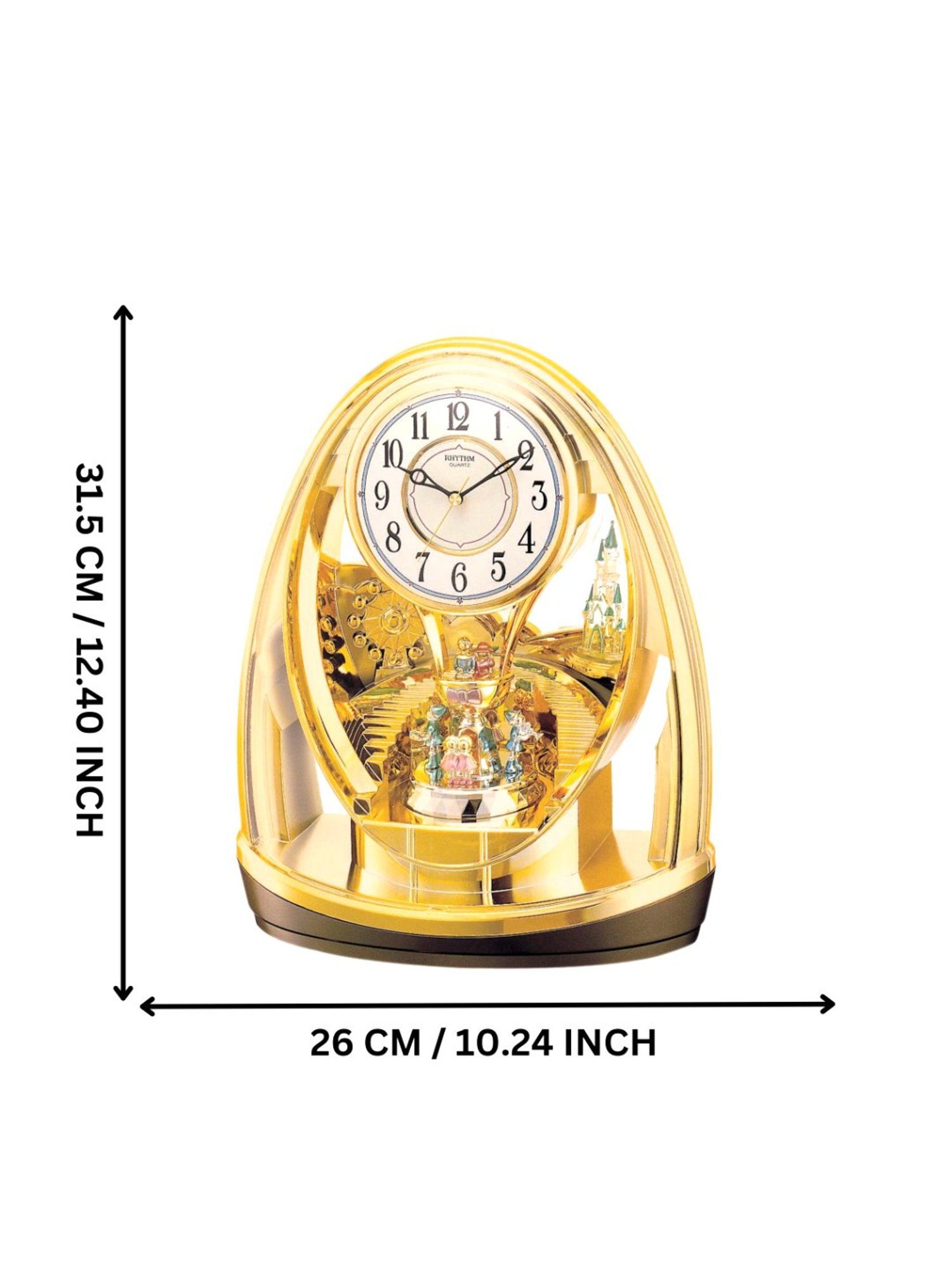 RHYTHM Gold Plastic Beautiful Plastic Contemporary Motion Table Clock
