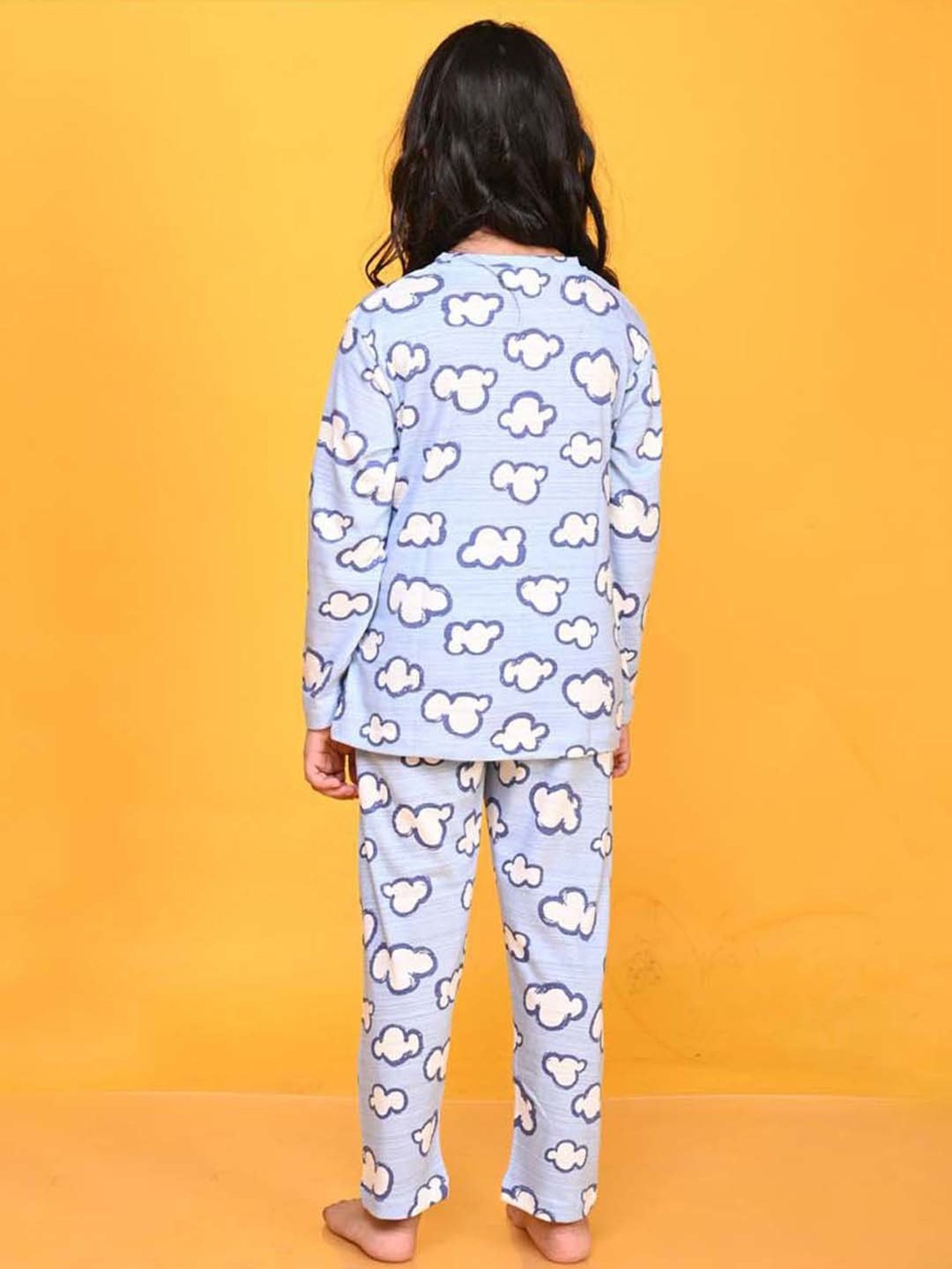 Anthrilo Kids Sky Cotton Printed Full Sleeves T-Shirt & Trouser