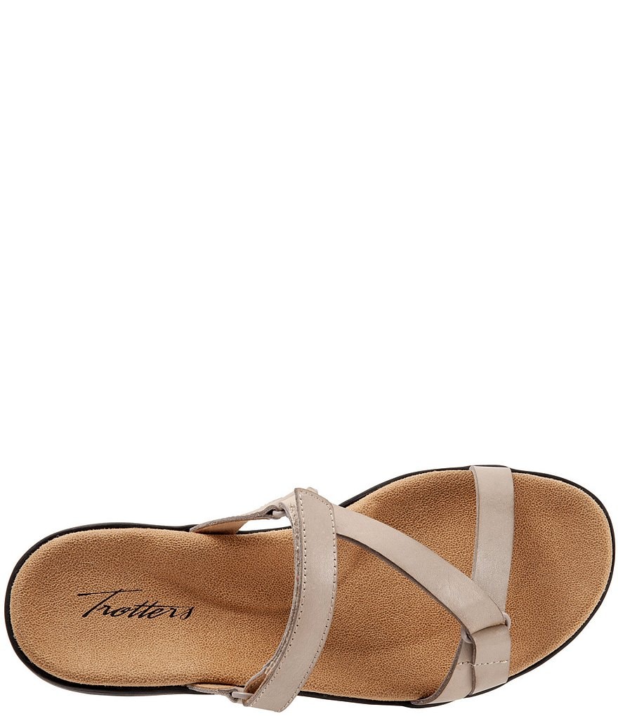 Trotters Raja Leather Adjustable Hook and Loop Slide Footbed Sandals