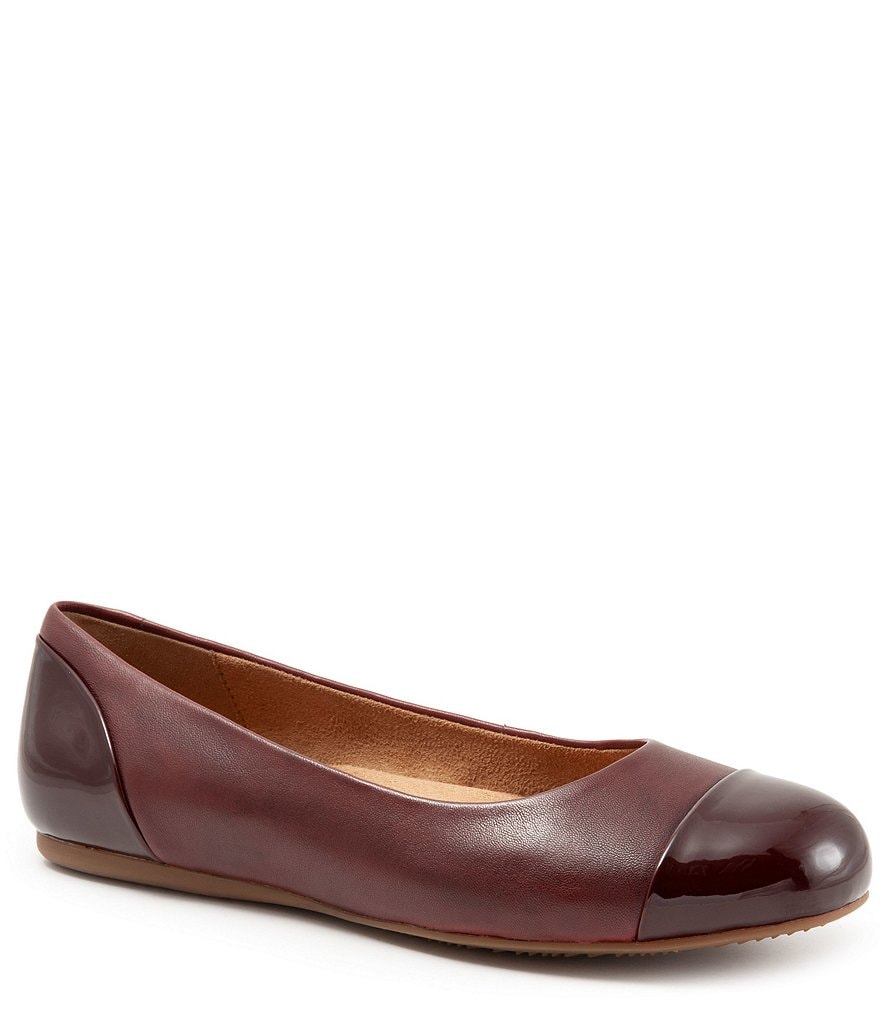 SoftWalk Sonoma Leather Cap Toe Ballerina Slip On Flats