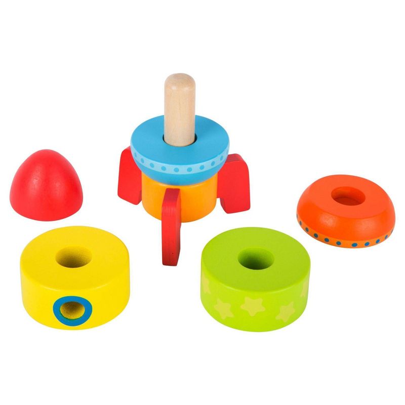 Small Foot Wooden Toys Colorful Rocket Shaped Stacking Toys