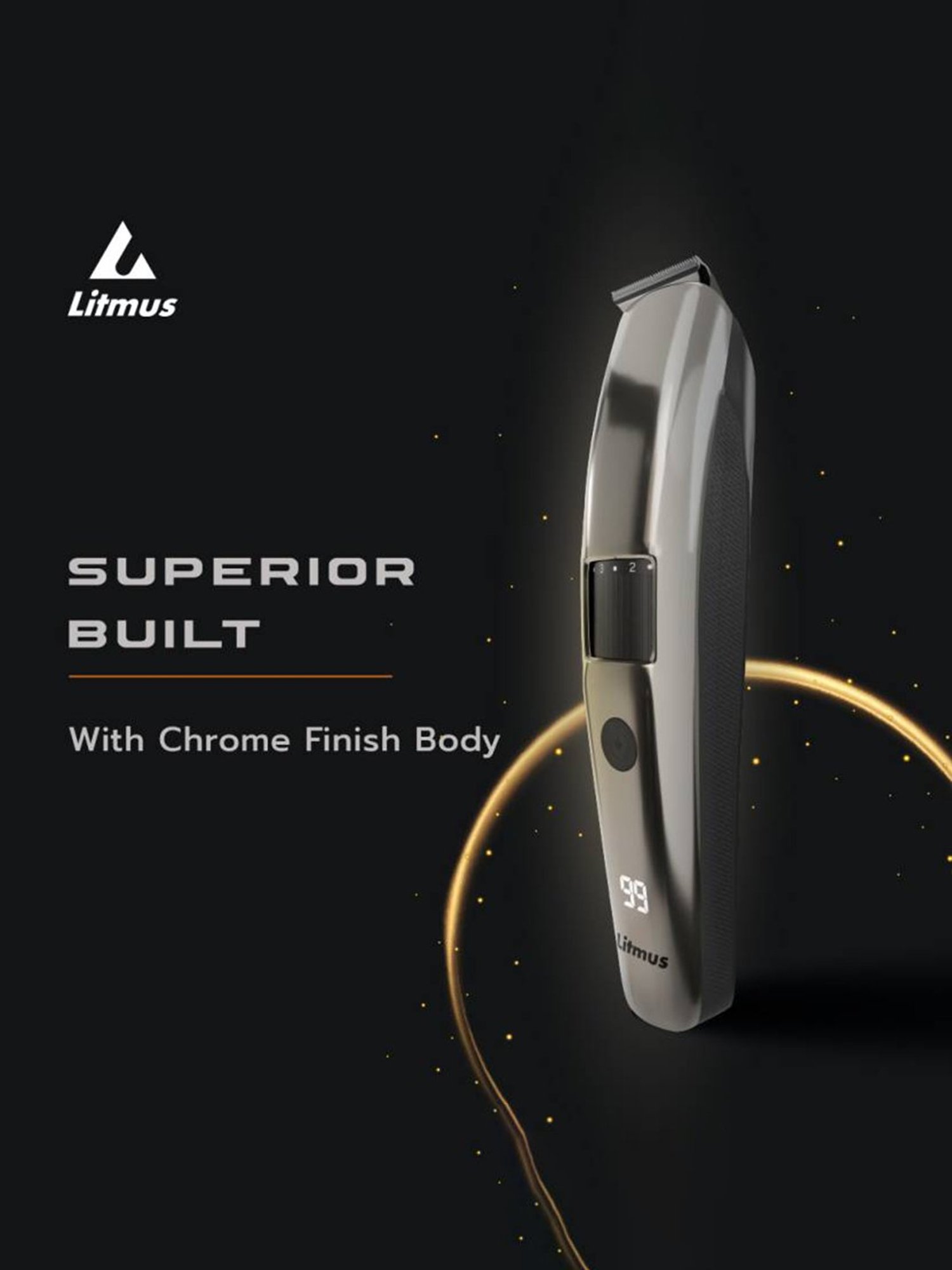 Litmus HELIOS 20 Beard & Body Trimmer for Men with 5 Mins Quick Charge (Chrome Edition)