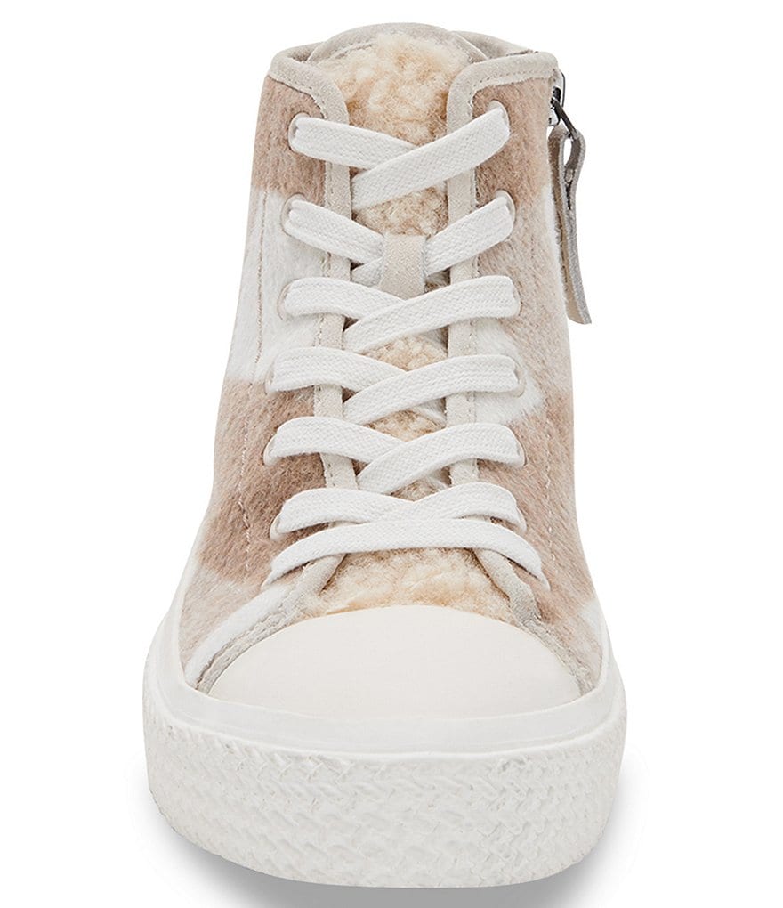 Dolce Vita Veola Plush Plaid Faux Shearling High Top Sneakers