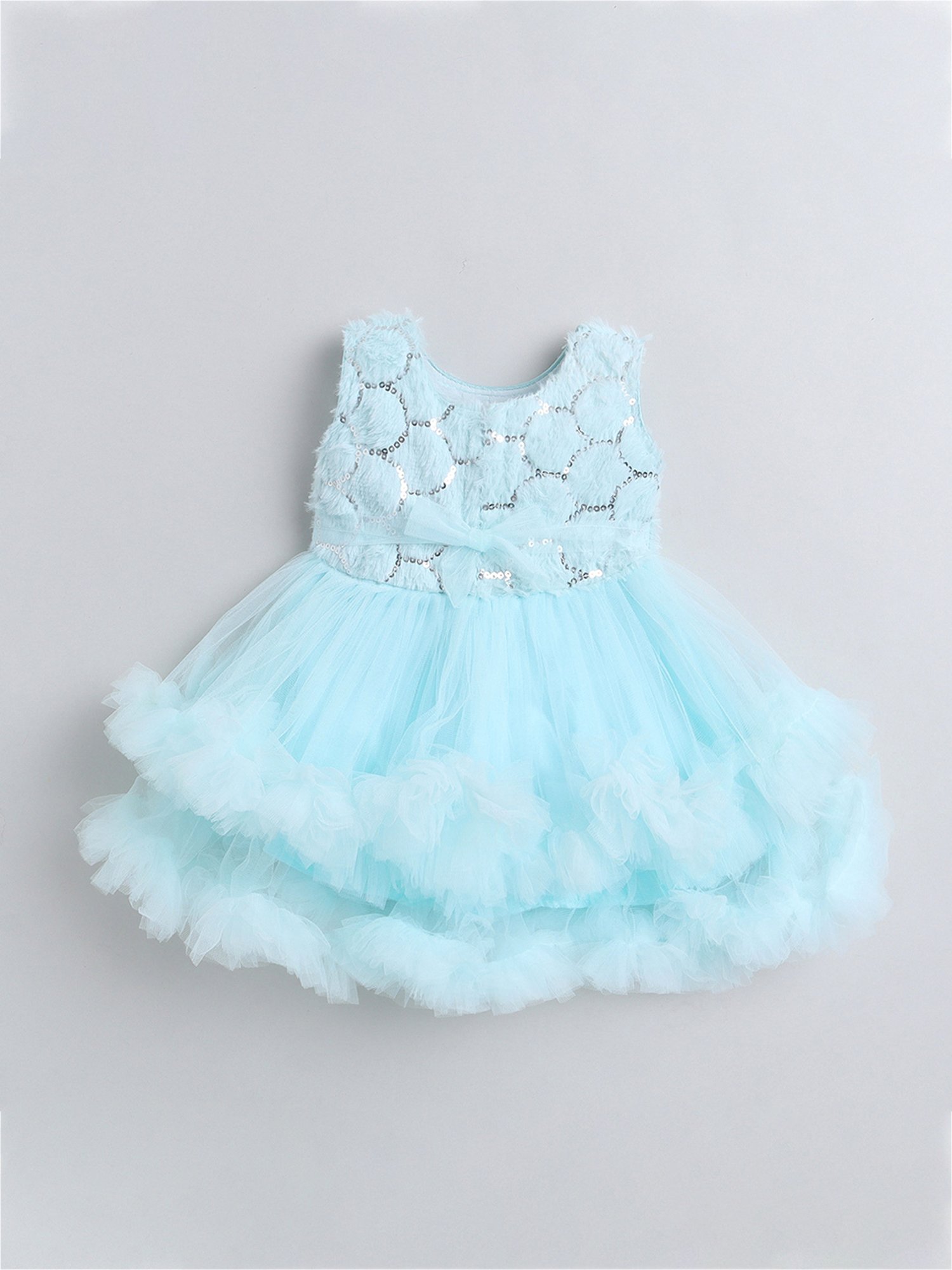 Many Frocks Kids Blue Embellished Dress