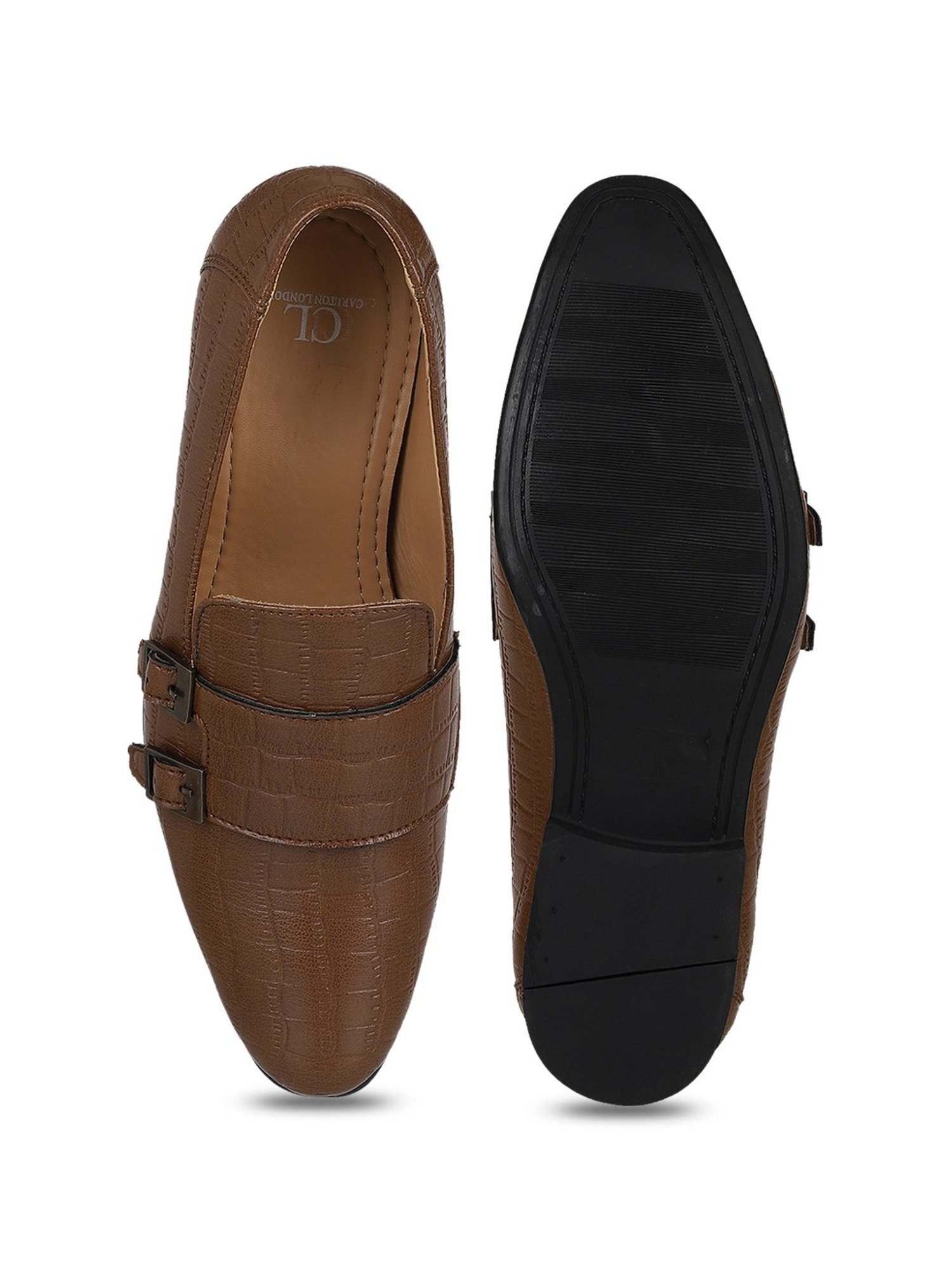 Carlton London Men's Tan Monk Shoes